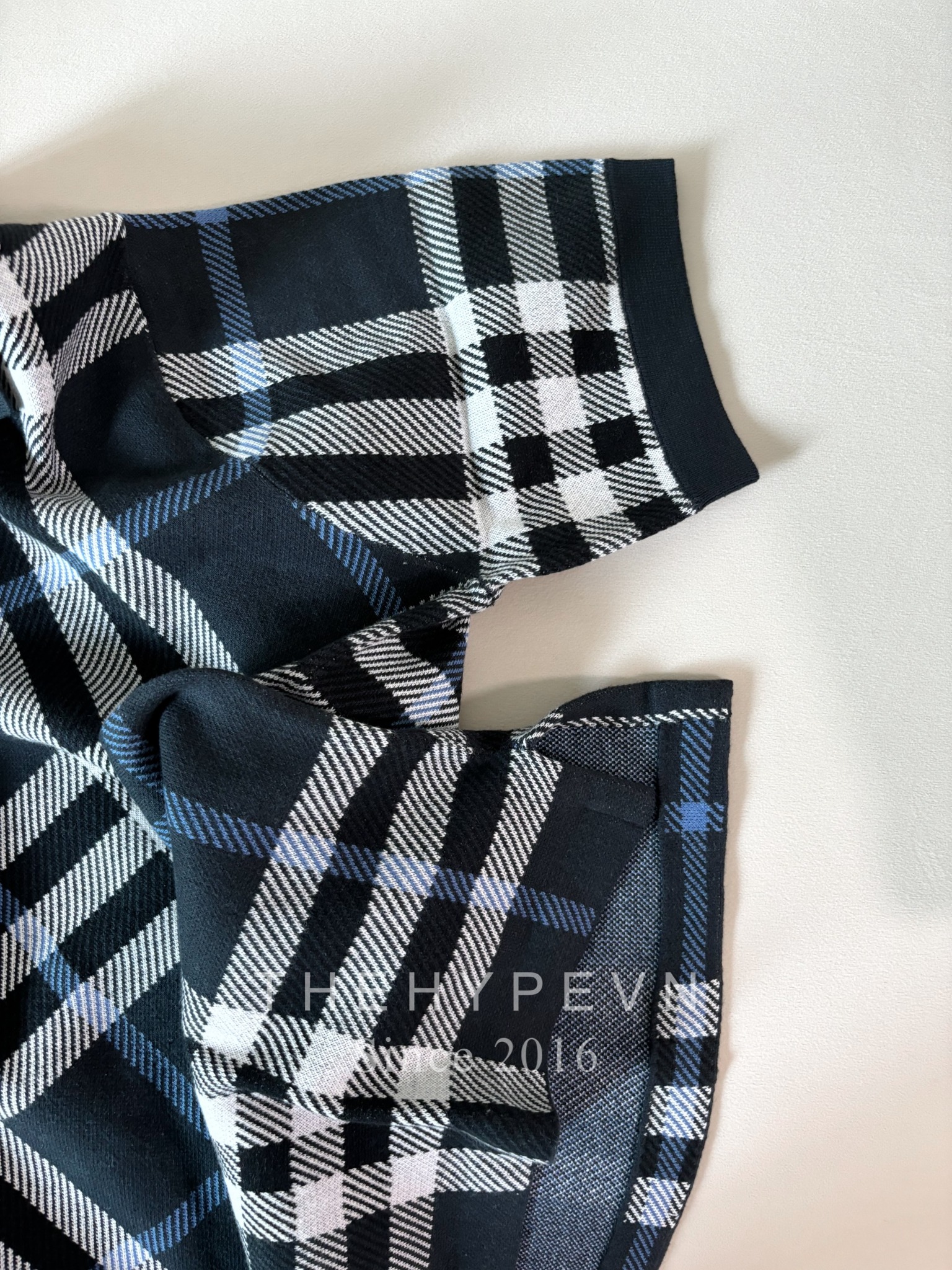 Áo Polo Burberry BBR Check Cotton Jacquard (Dark Blue) [Mirror Quality]