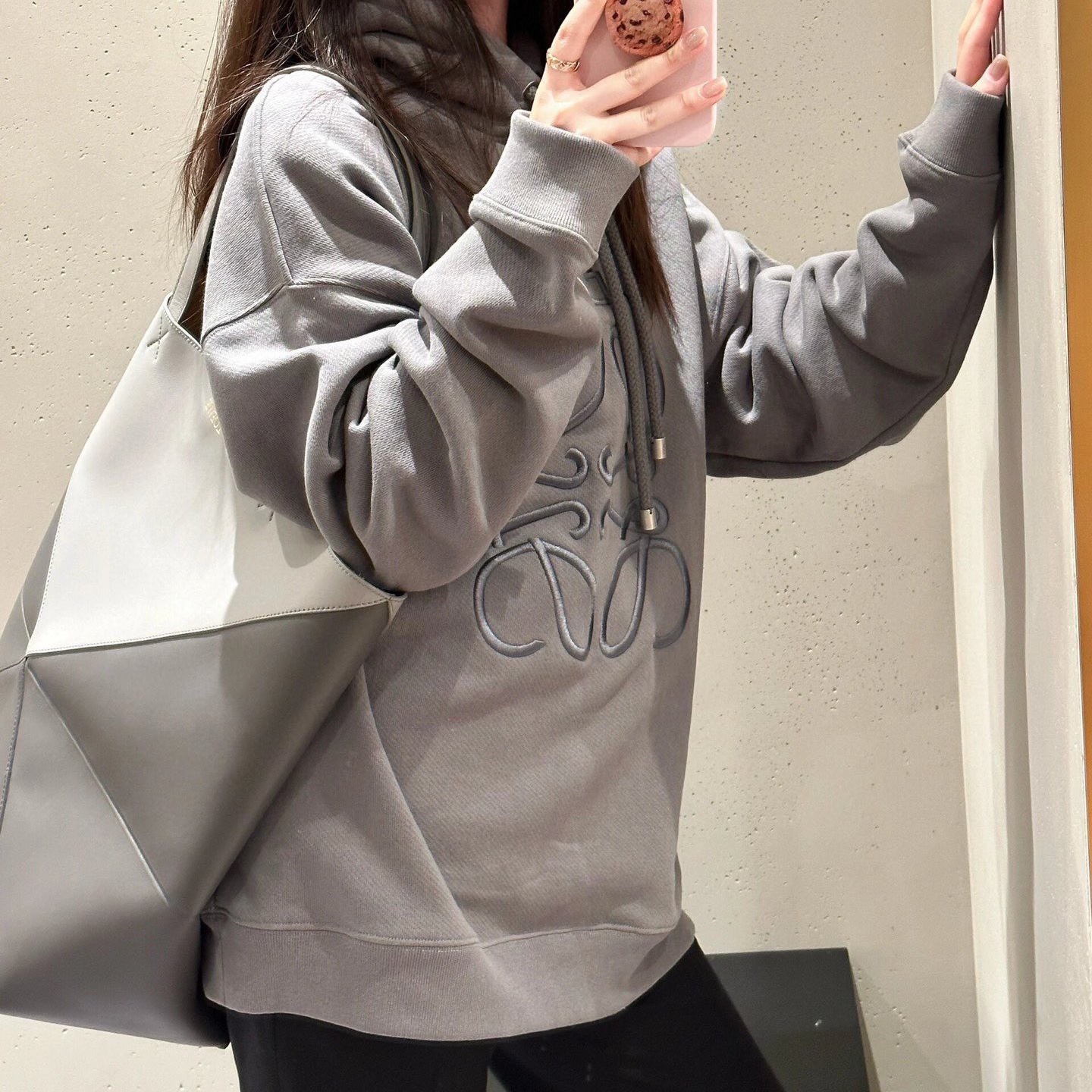 Áo Hoodie Loewe Relaxed Fit In Cotton (Slate Grey) [Mirror Quality]