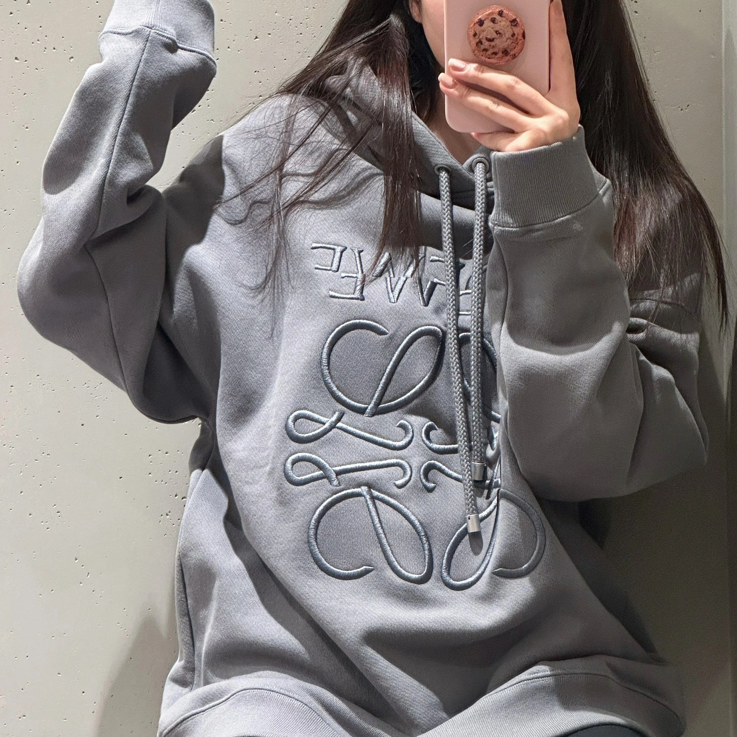 Áo Hoodie Loewe Relaxed Fit In Cotton (Slate Grey) [Mirror Quality]