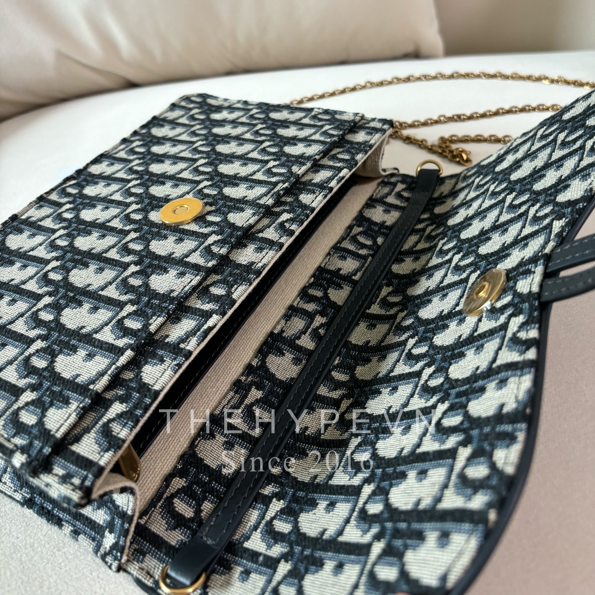 Túi Dior Saddle Pouch with Chain (Blue) [Mirror Quality]