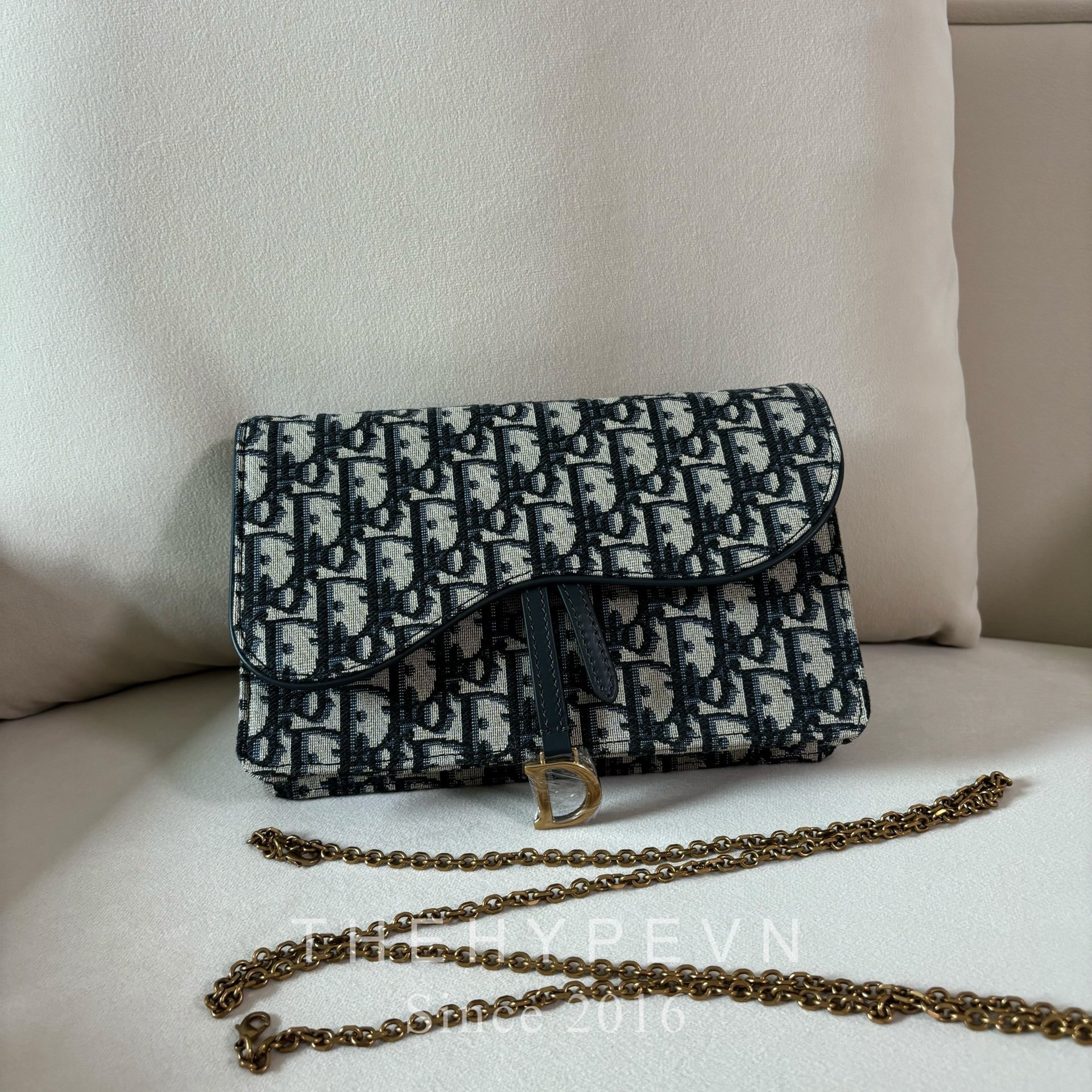 Túi Dior Saddle Pouch with Chain (Blue) [Mirror Quality]