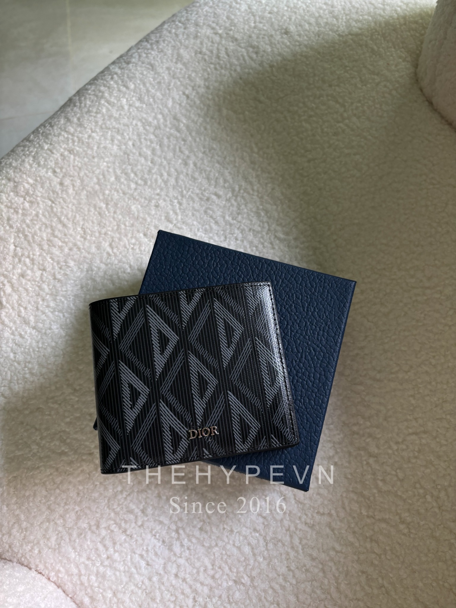Ví Gập Dior Black CD Diamond Canvas (Black) [Mirror Quality]