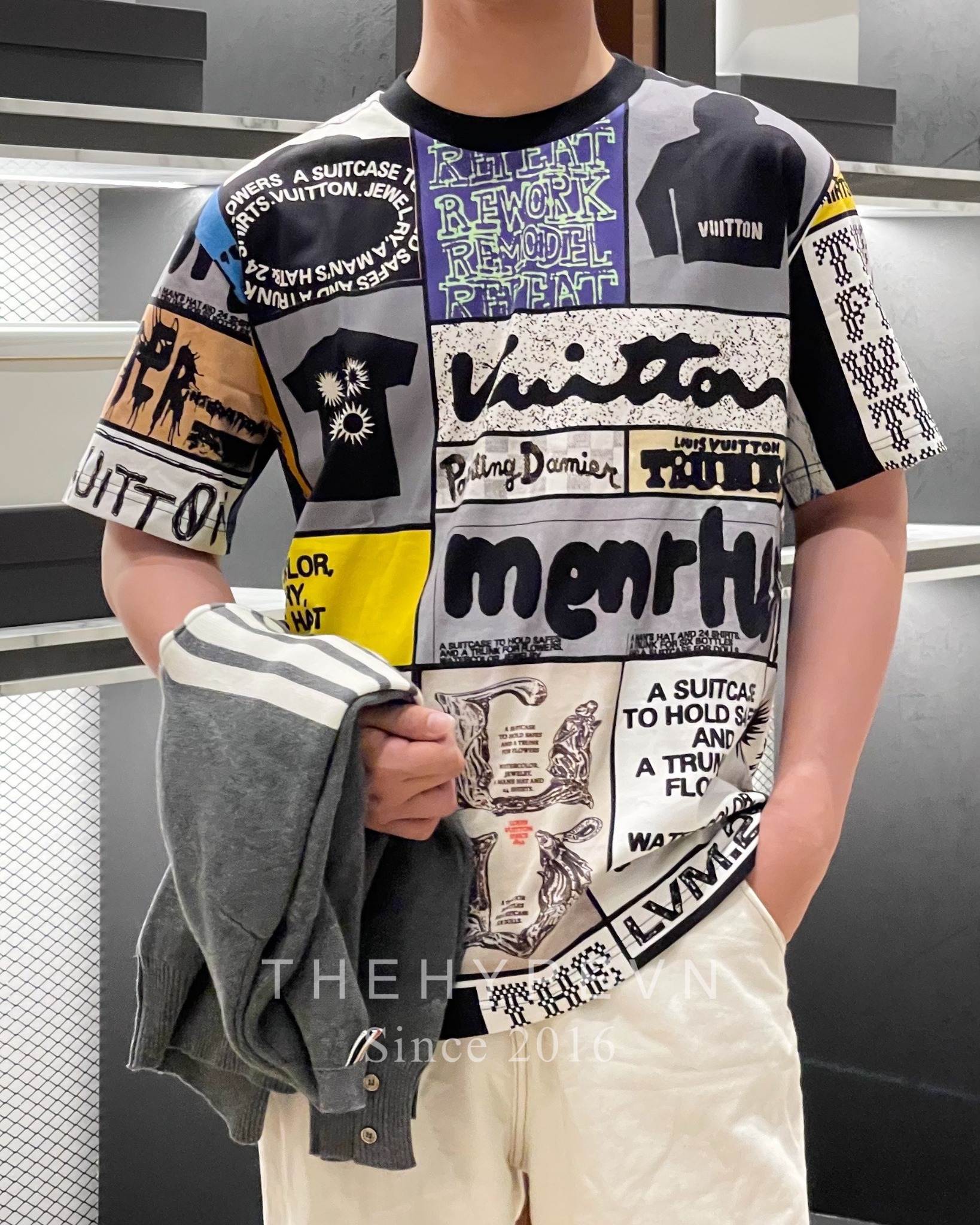 Áo Thun Louis Vuitton LV Fanzine Motif Printed Cotton [Mirror Quality]