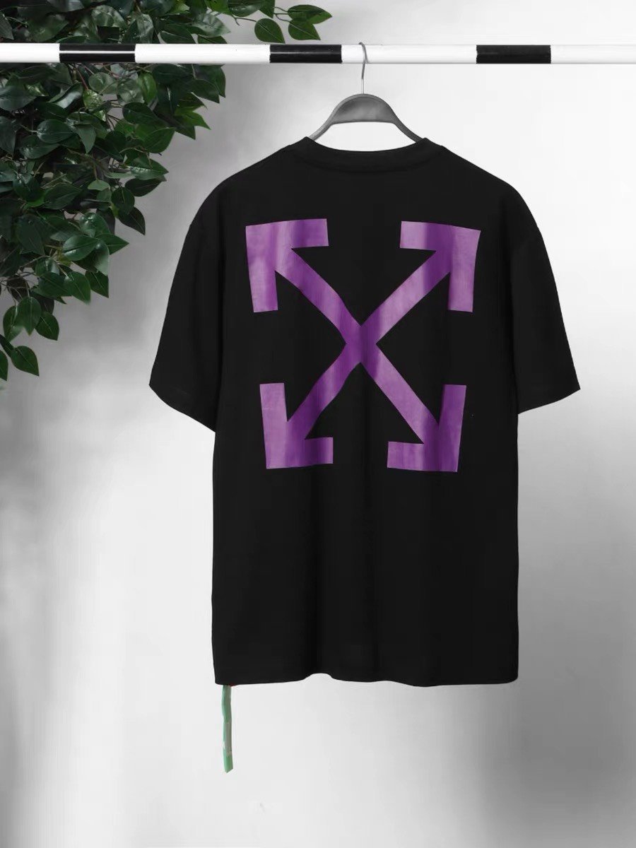 Áo Thun Off-White Arrow Caravaggio Mercy Purple Line (Black) [Mirror Quality]