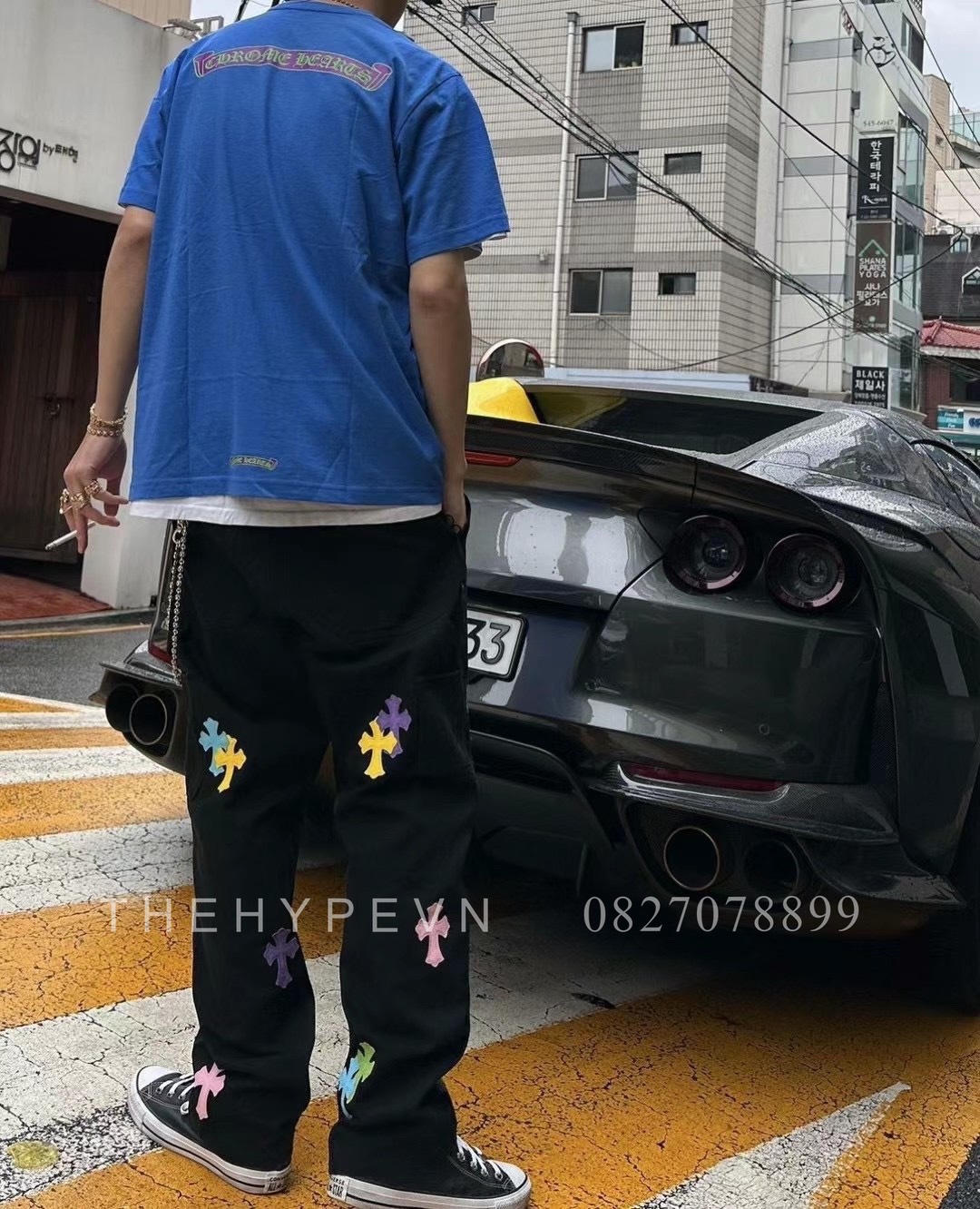 Áo Thun Chrome Hearts CH Blue Scroll (Blue) [Mirror Quality]