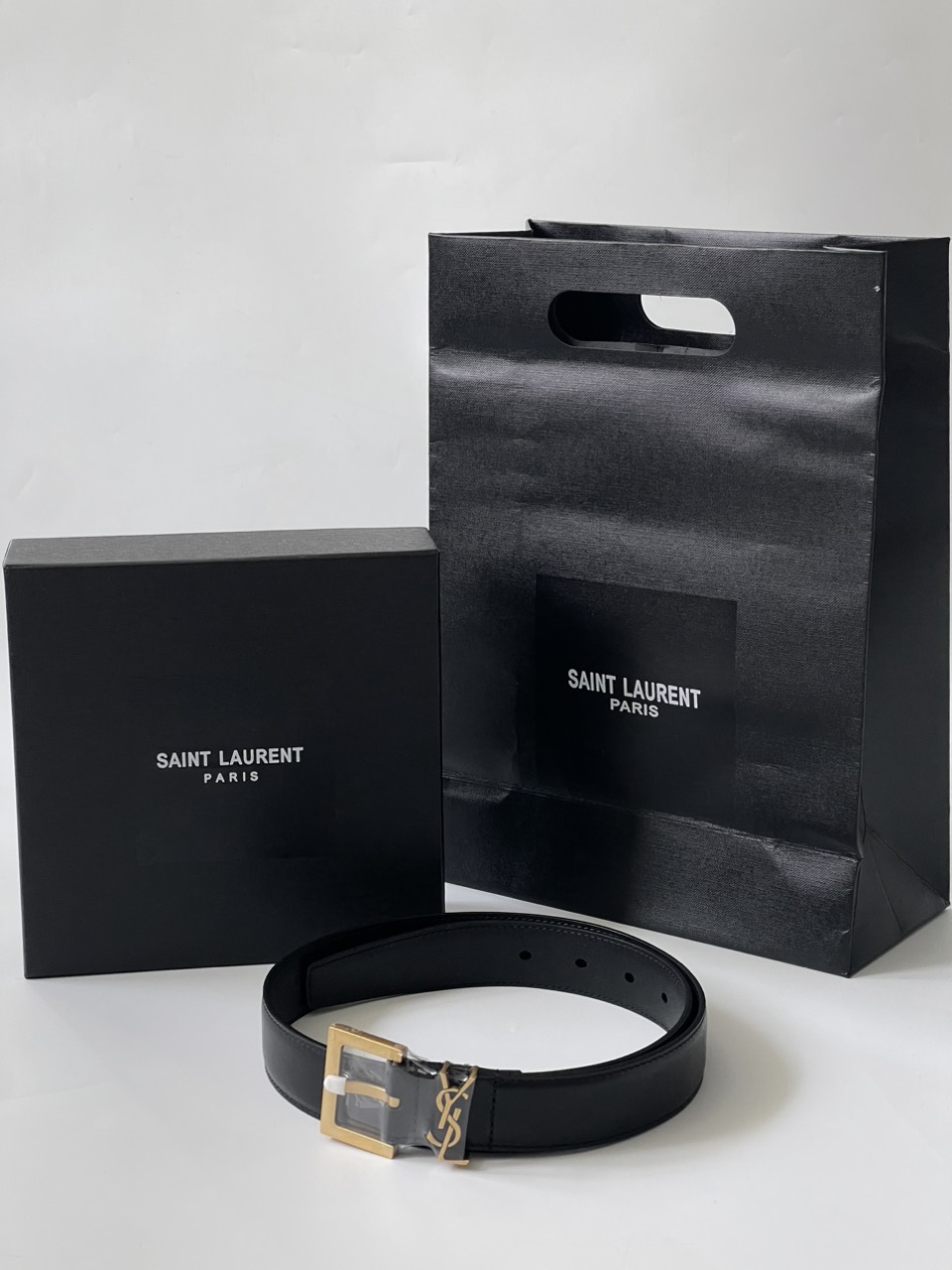 Belt YSL Cassandre Thin In Vegetable - Tanned Leather (Black) [Mirror Quality]