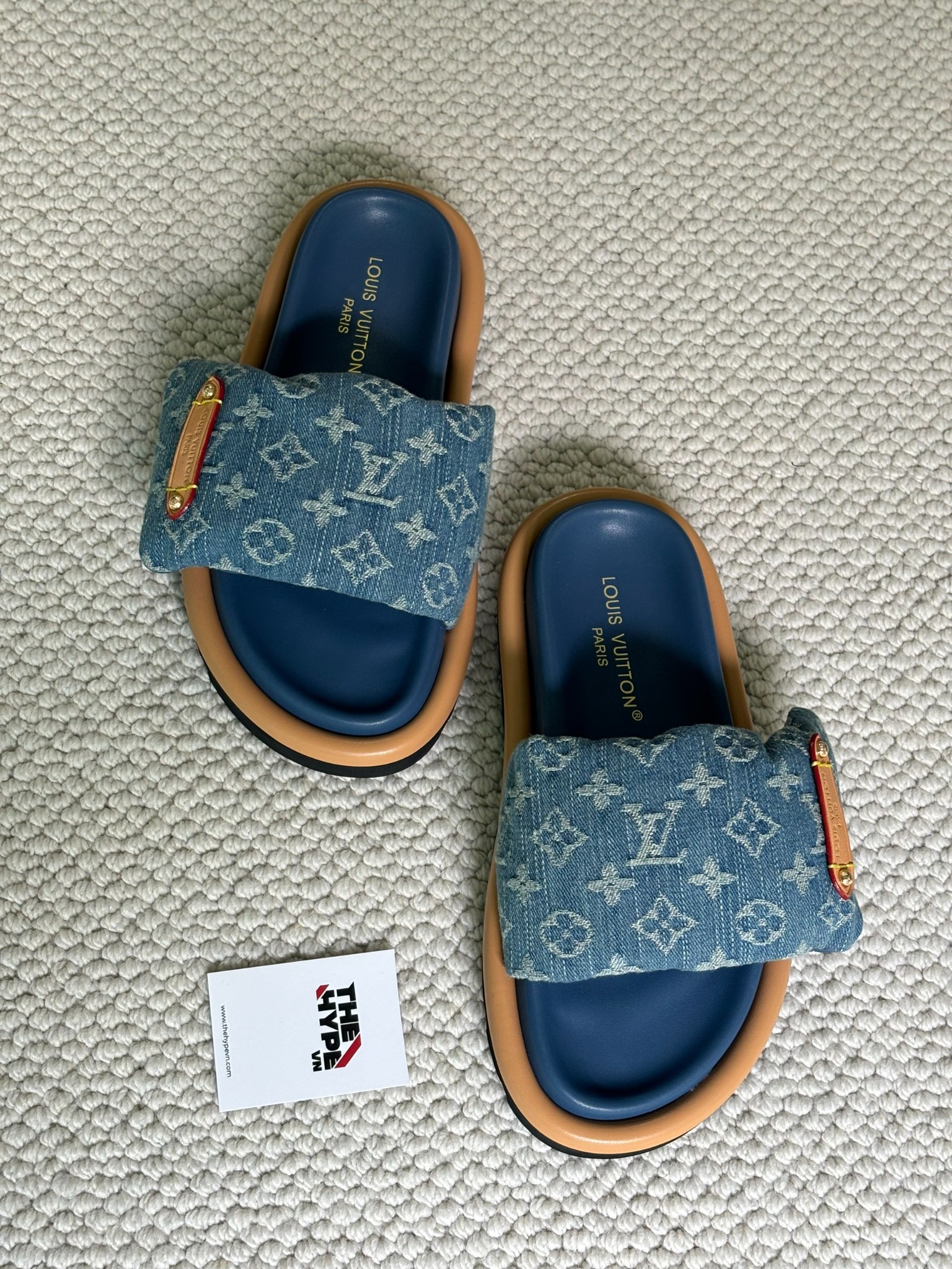 Dép Louis Vuitton Pool Pillow Flat Comfort Mule (Blue) [Mirror Quaity]