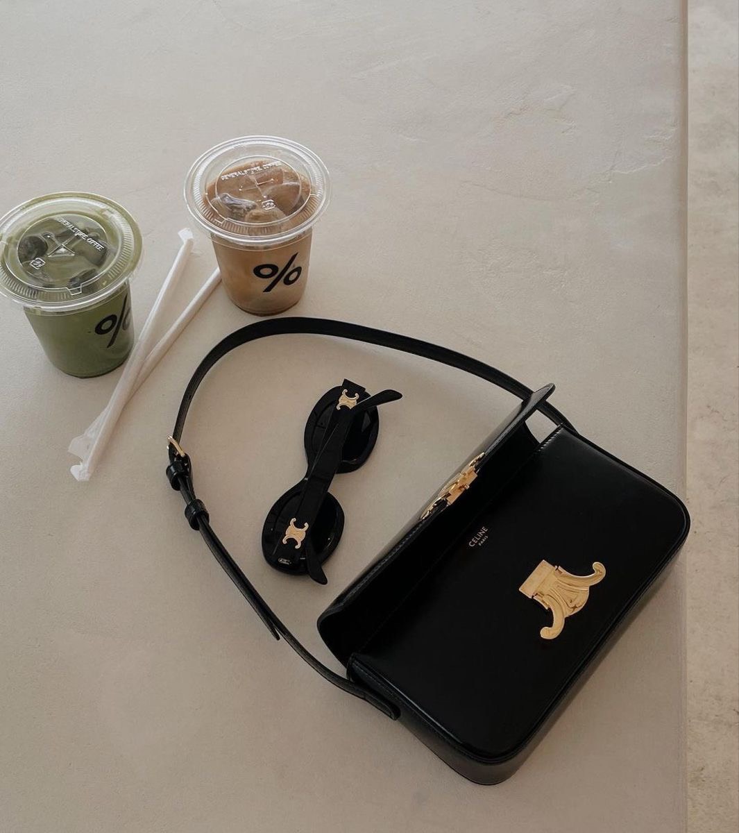 CELINE BAG - Túi Celine Classique Triomphe Shiny Calfskin (ĐEN) [Mirror Quality]