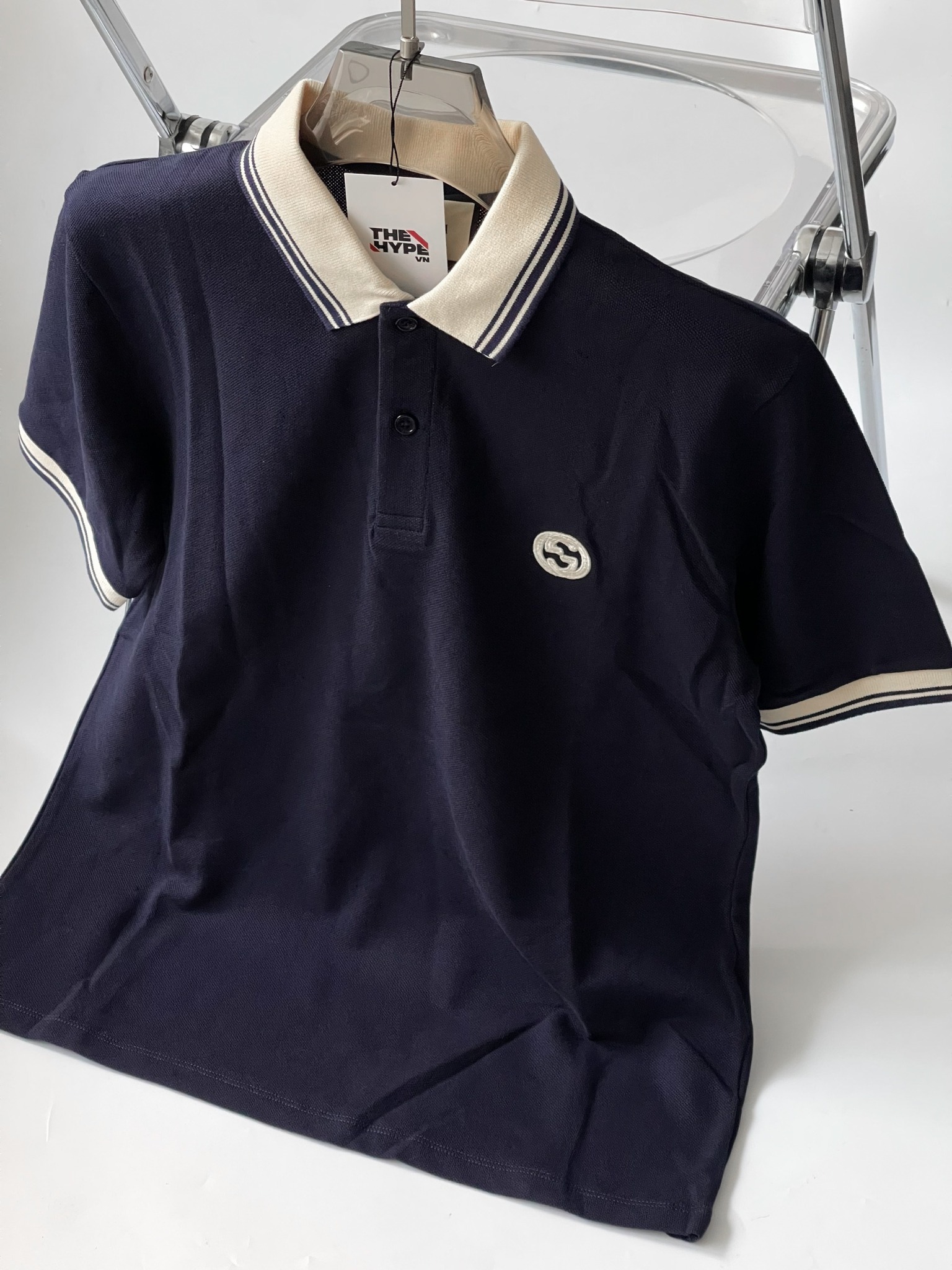 Áo Polo Gucci GC With Interlocking G (Navy) [Mirror Quality]