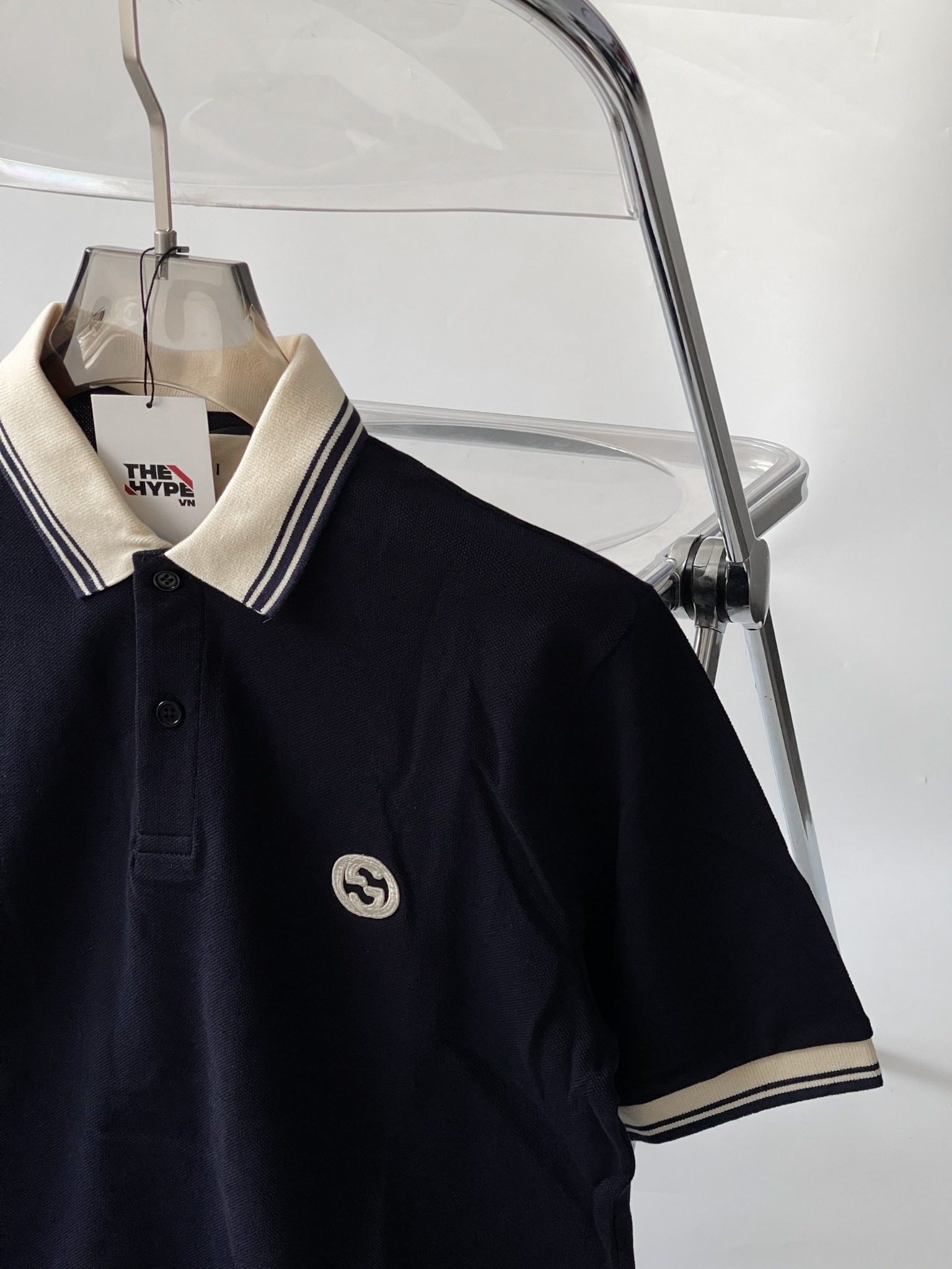 Áo Polo Gucci GC With Interlocking G (Navy) [Mirror Quality]