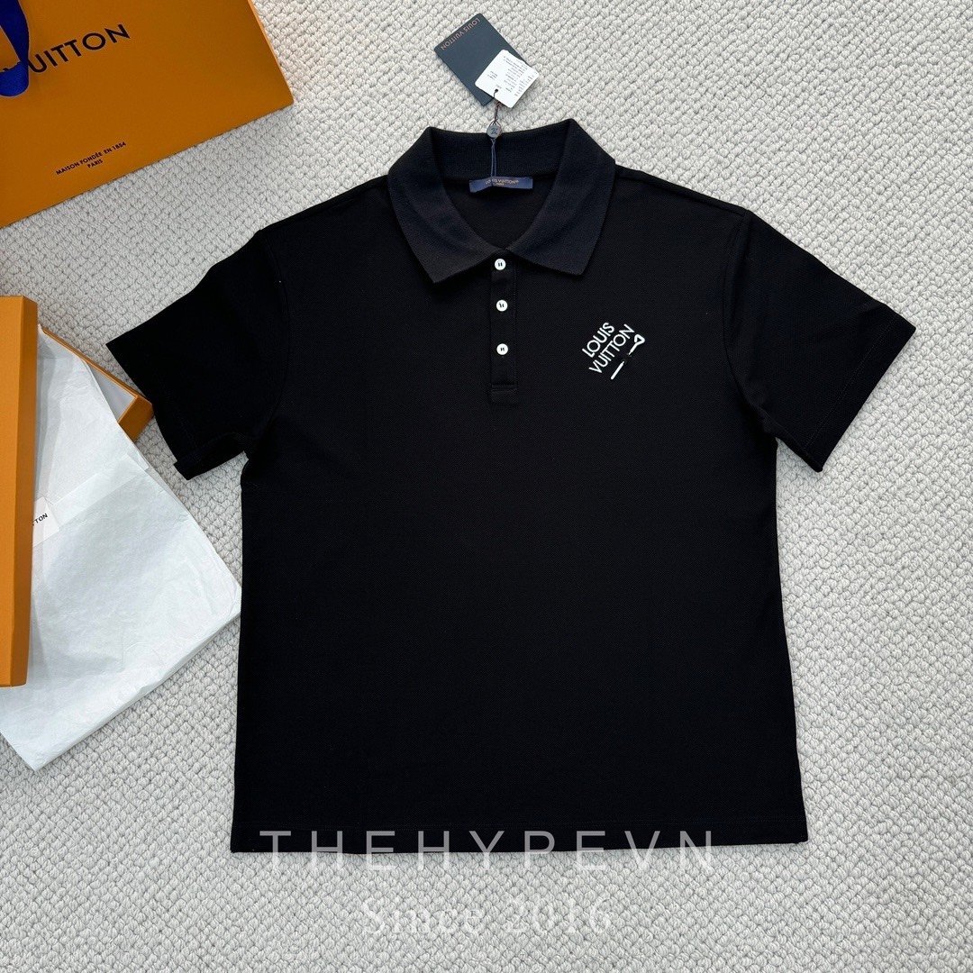 Áo Polo Louis Vuitton LV Signature Logo SS24 (Black) [Mirror Quality]