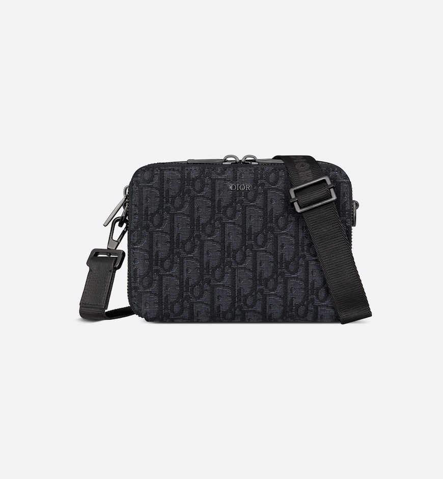 Túi Dior Pouch with Strap Black Oblique [Mirror Quality]