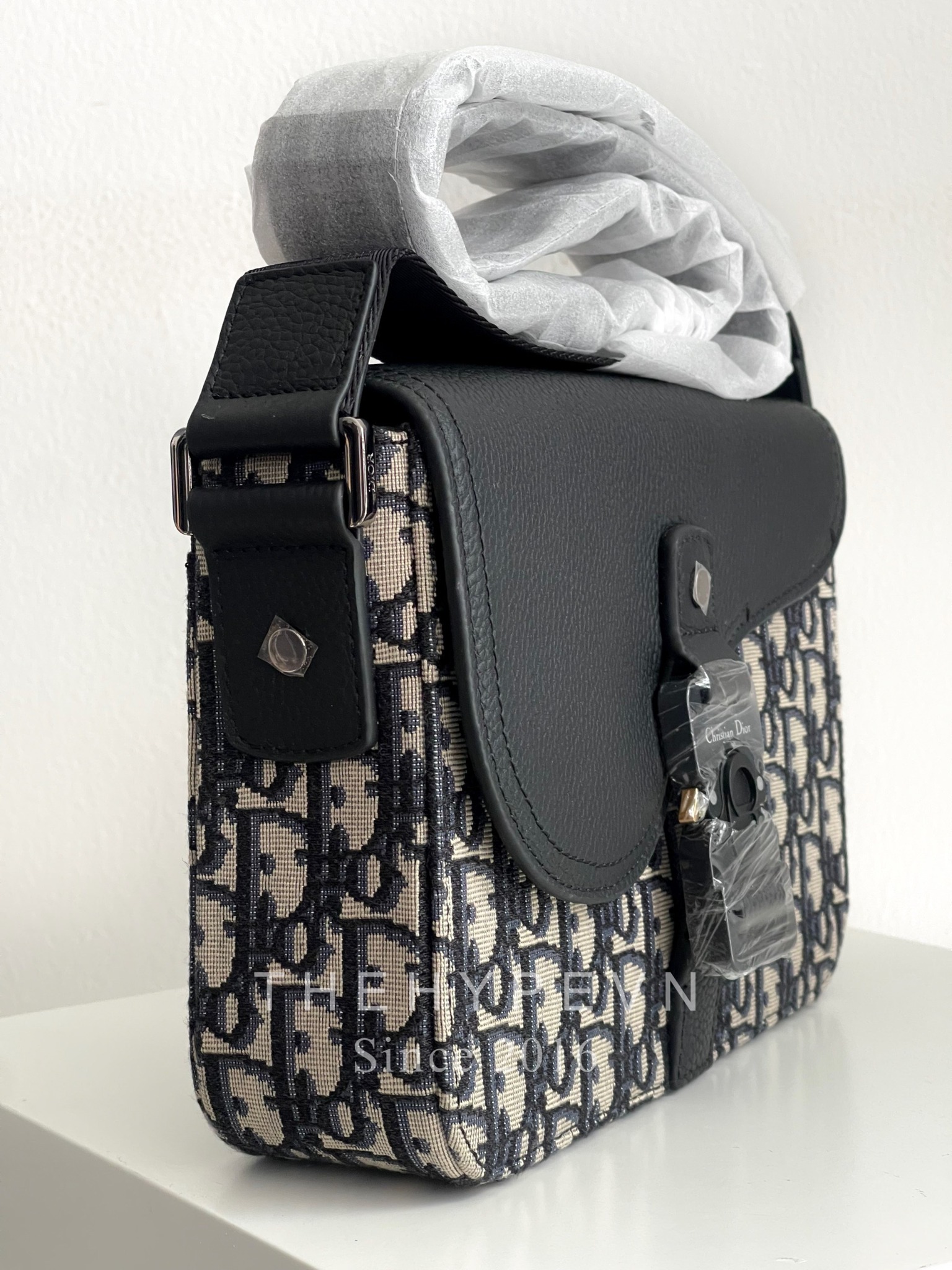 Túi Dior Beige and Black Dior Oblique Jacquard and Black Grained Calfskin (Black) [Mirror Quality]