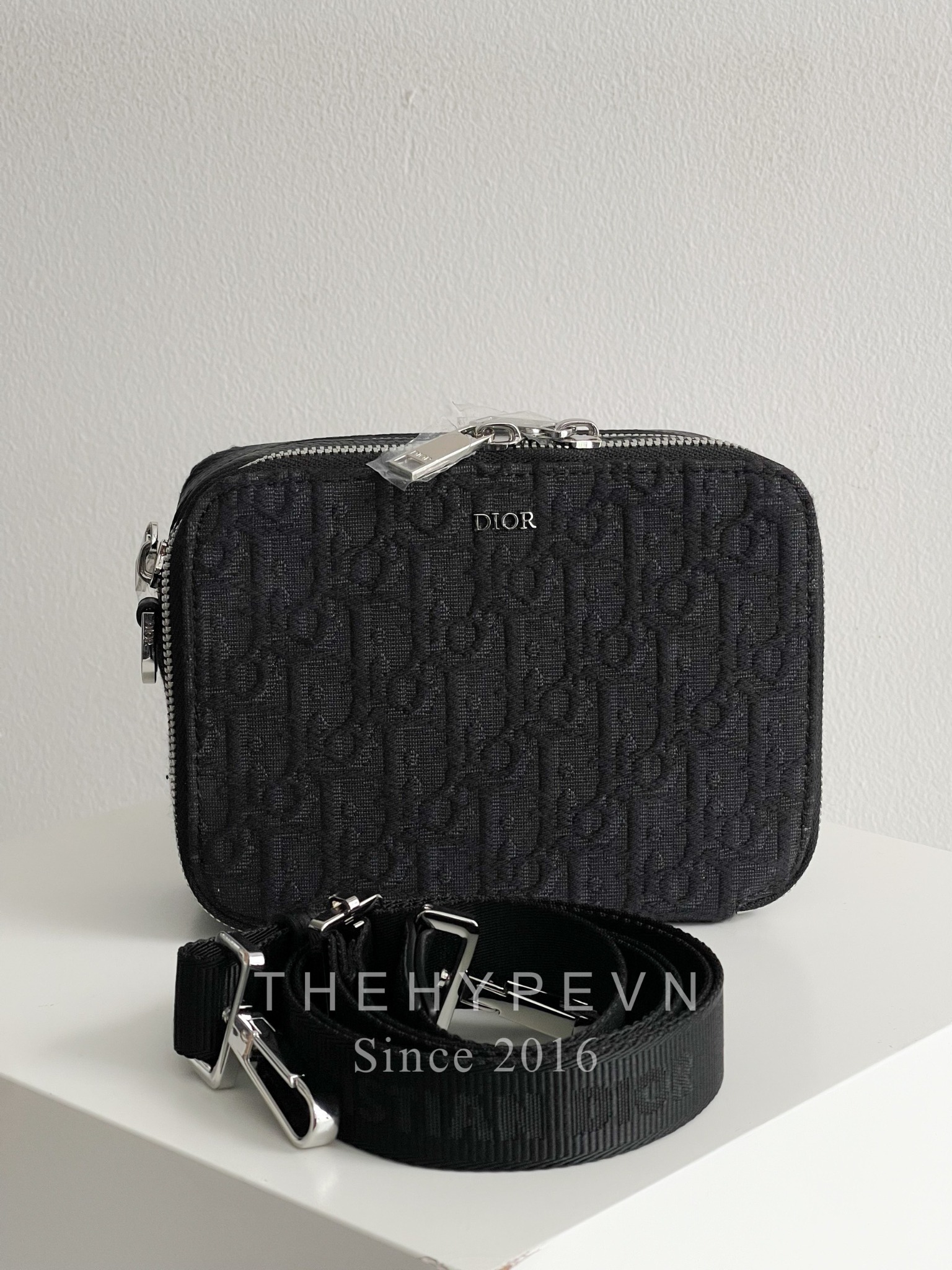 Túi Dior Pouch with Strap Black Oblique [Mirror Quality]