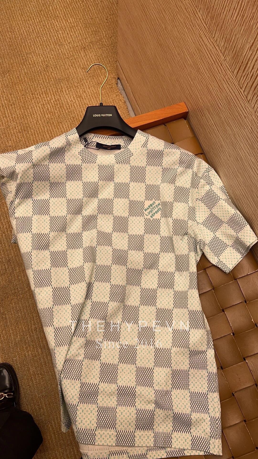 Áo Thun Louis Vuitton LV Damier Monogram (Blue-Green) [Mirror Quality]
