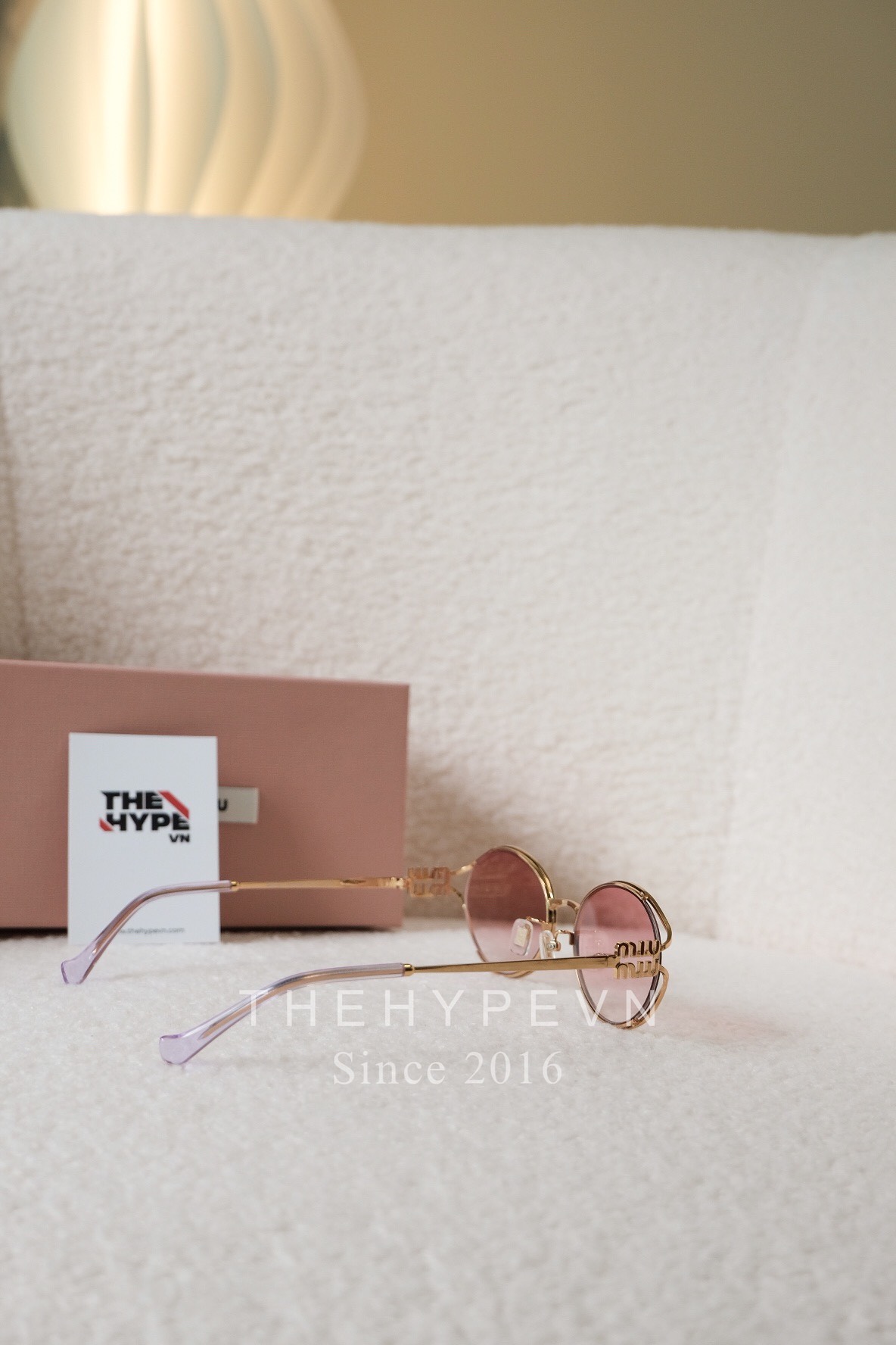 Kính Râm Miu Miu Logo Oval (Pink Gold) [Mirror Quality]