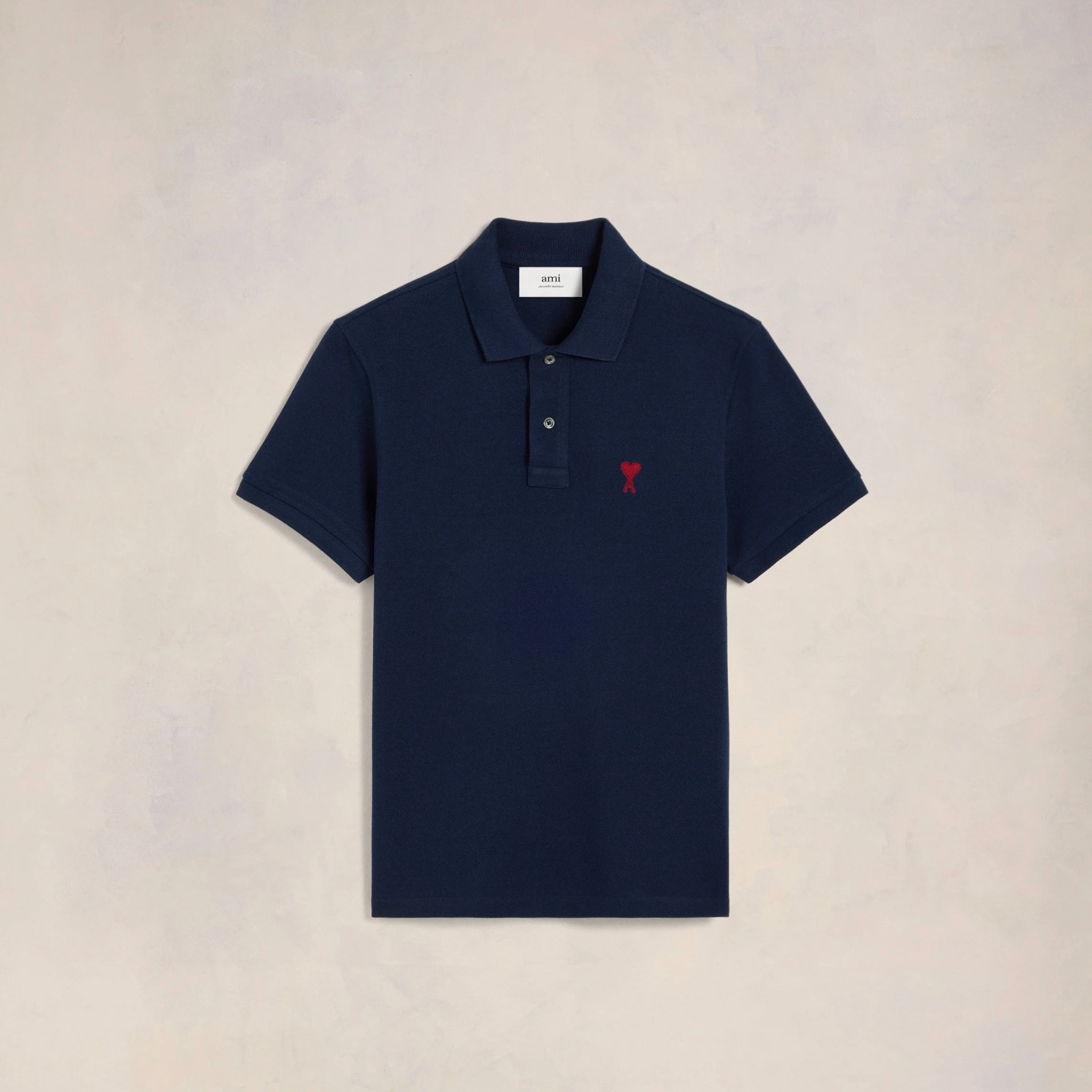 ÁO POLO AMI PARIS SMALL HEART LOGO COTTON (NAVY)