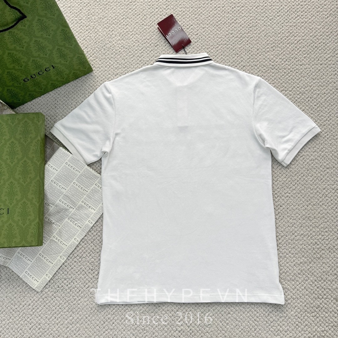 Áo Polo Gucci GC Cotton Print ( White) [Mirror Quality]