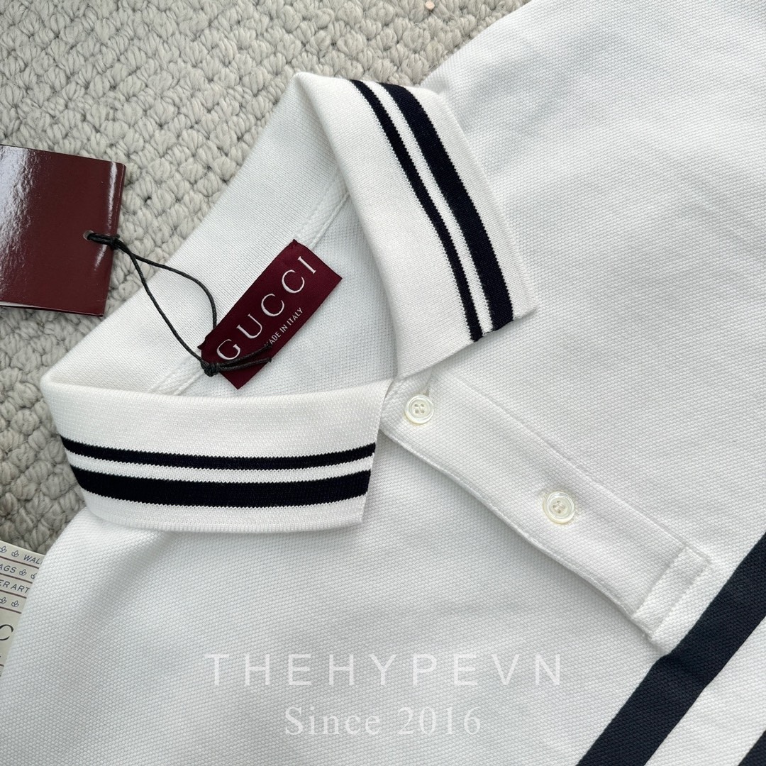 Áo Polo Gucci GC Cotton Print ( White) [Mirror Quality]