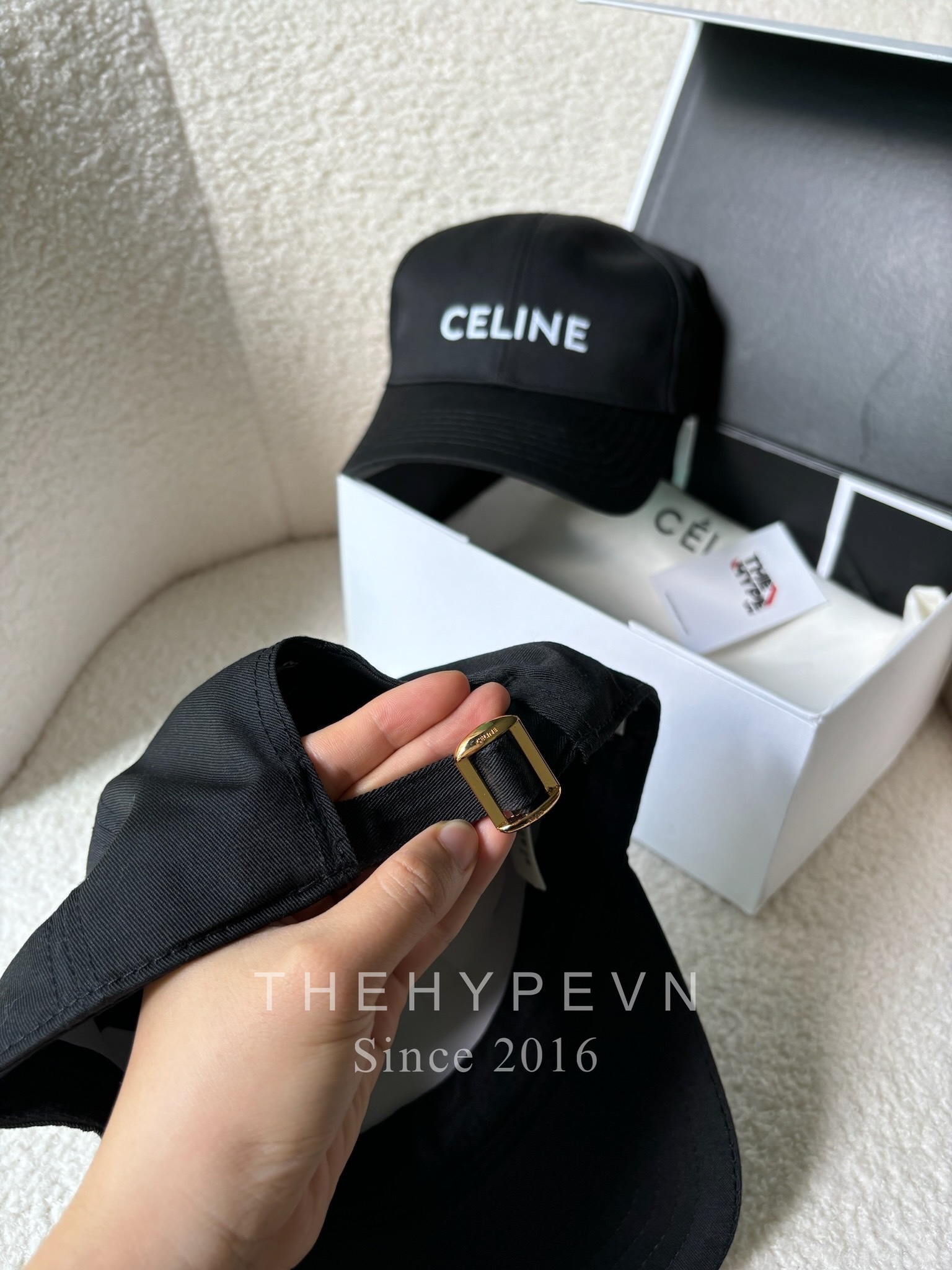 CELINE CAP- Mũ Lưỡi Trai Celine Logo Chữ Thêu (Black) [MIRROR QUALITY]