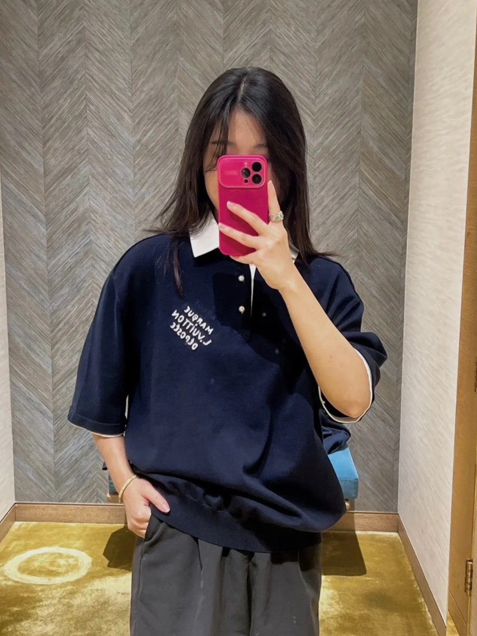 Áo Polo Louis Vuitton LV Embroidered Cotton Blend (Black) [Mirror Quality]