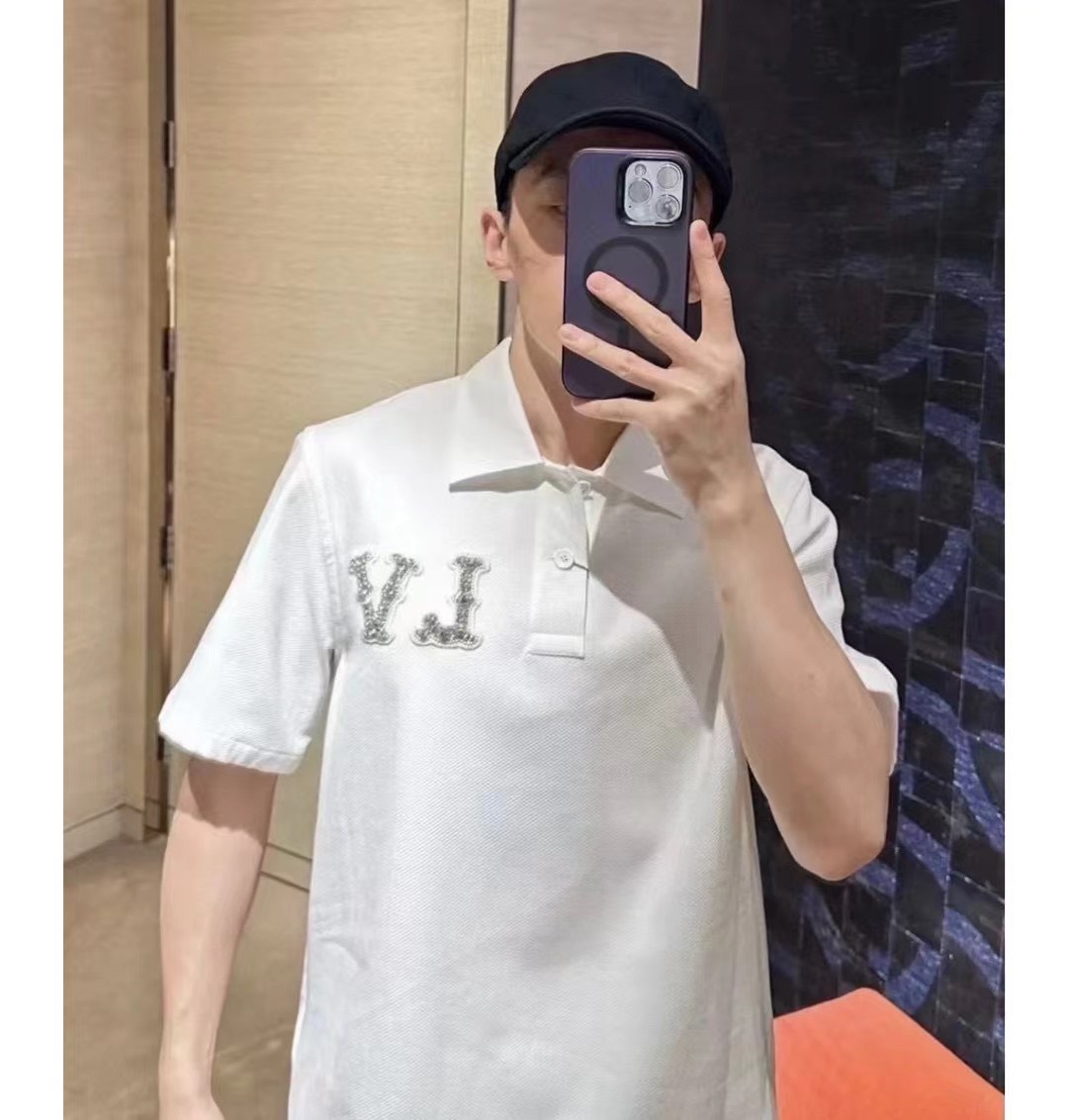 Áo Polo Louis Vuitton Poplin (White) [Mirror Quality]
