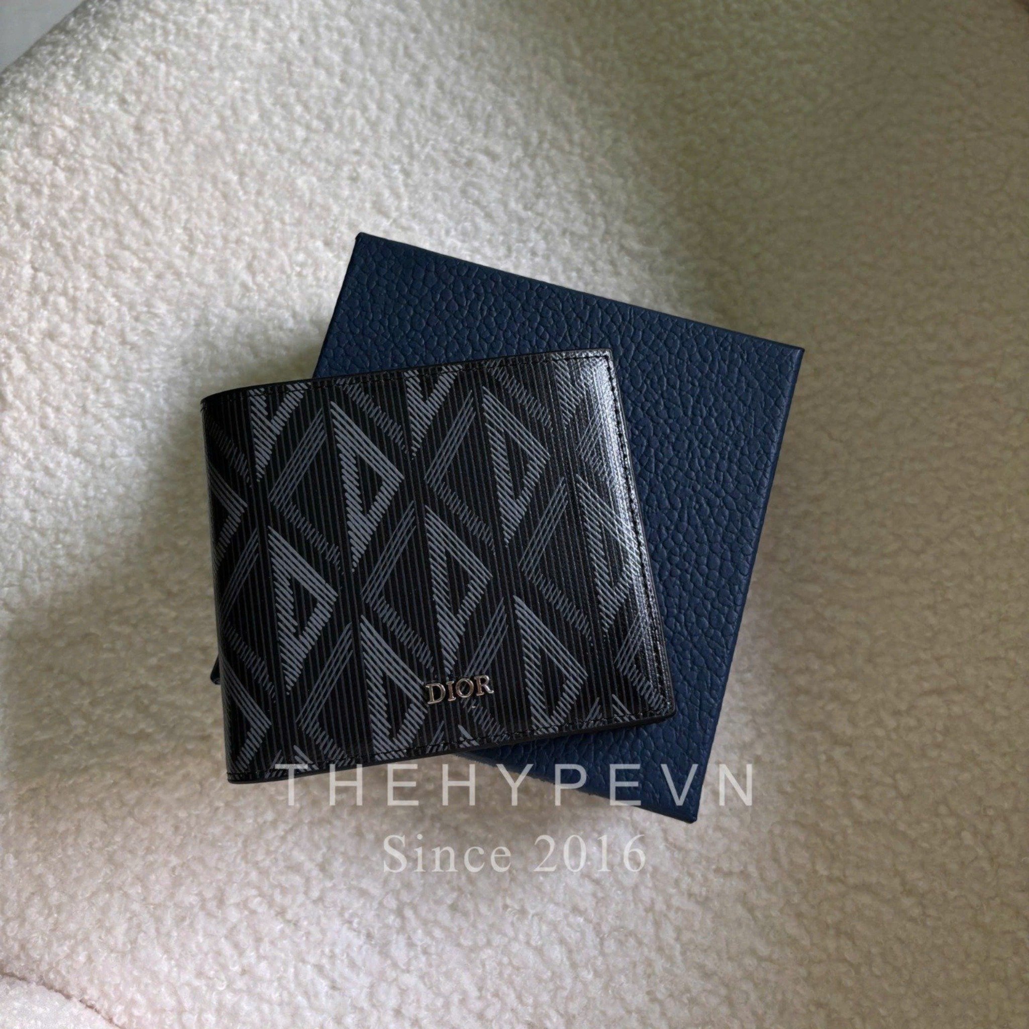 Ví Gập Dior Black CD Diamond Canvas (Black) [Mirror Quality]