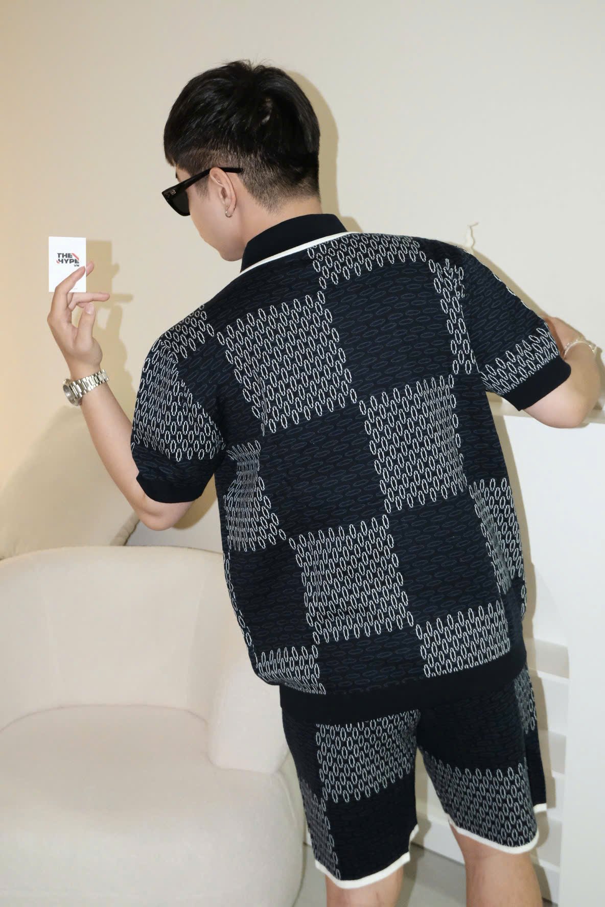 Quần Short Louis Vuitton LV Damier Quilted Cotton (Navy) [Mirror Quality]