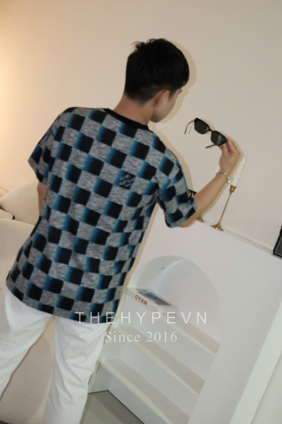 Áo Thun Louis Vuitton LV Damier Short-Sleeved (Dark Night Blue) [Mirror Quality]