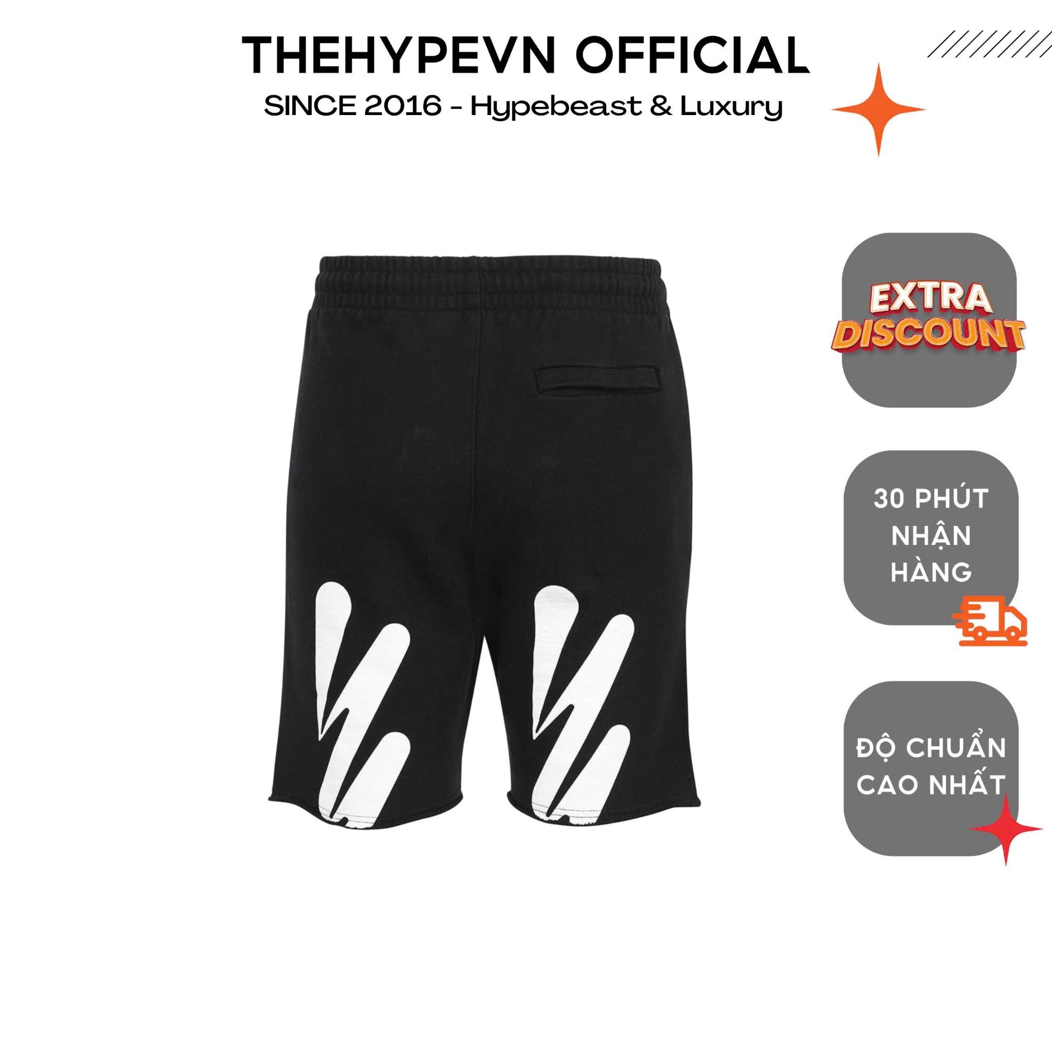 OFF-WHITE SHORTS - Quần Off-White Wave Diag (Black) [Mirror Quality]