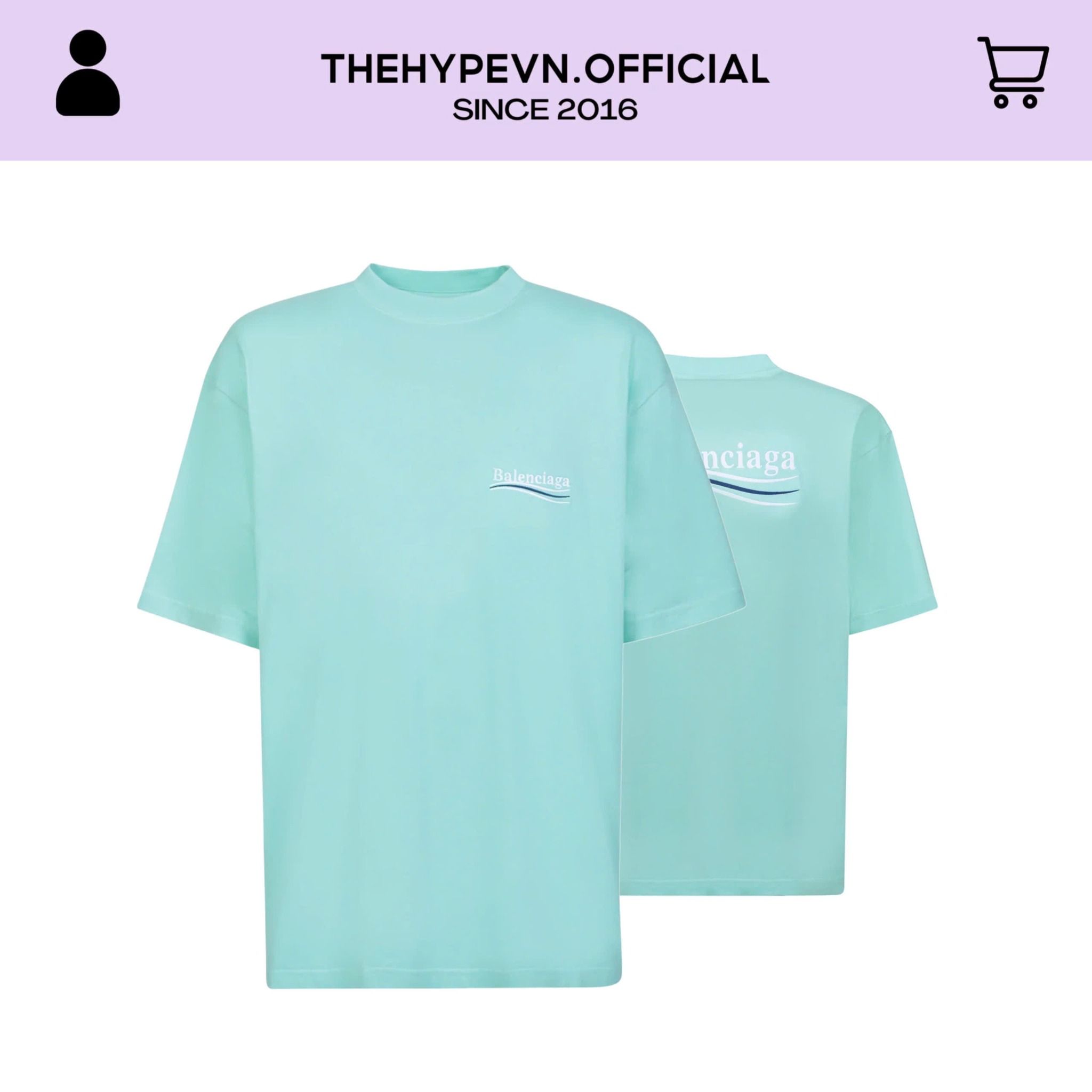 BALENCIAGA TEE - Áo BLCG Wave Embroidered Logo (Mint) [MIRROR QUALITY]