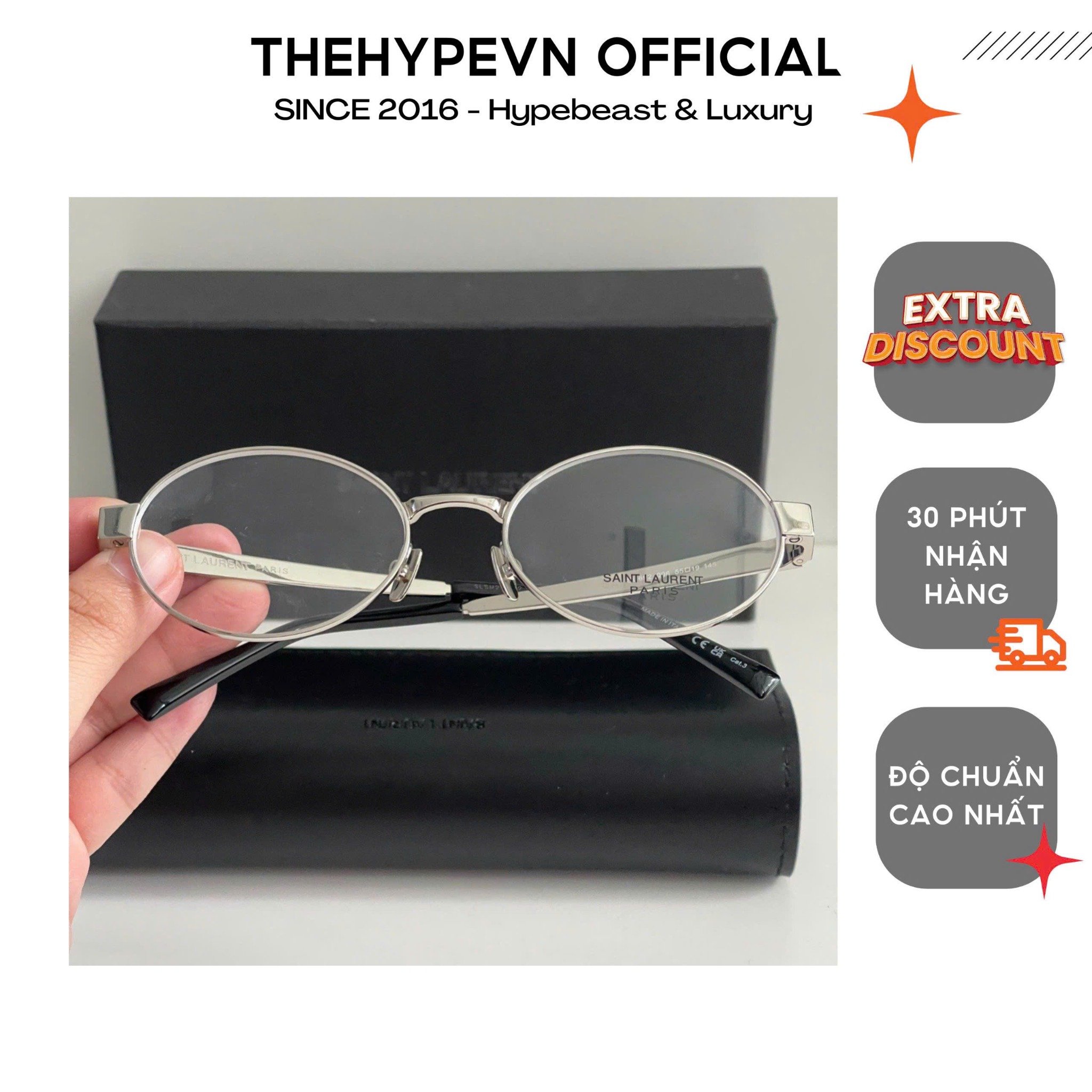 Kính Saint Laurent YSL SL129 (Silver) [Mirror Quality]