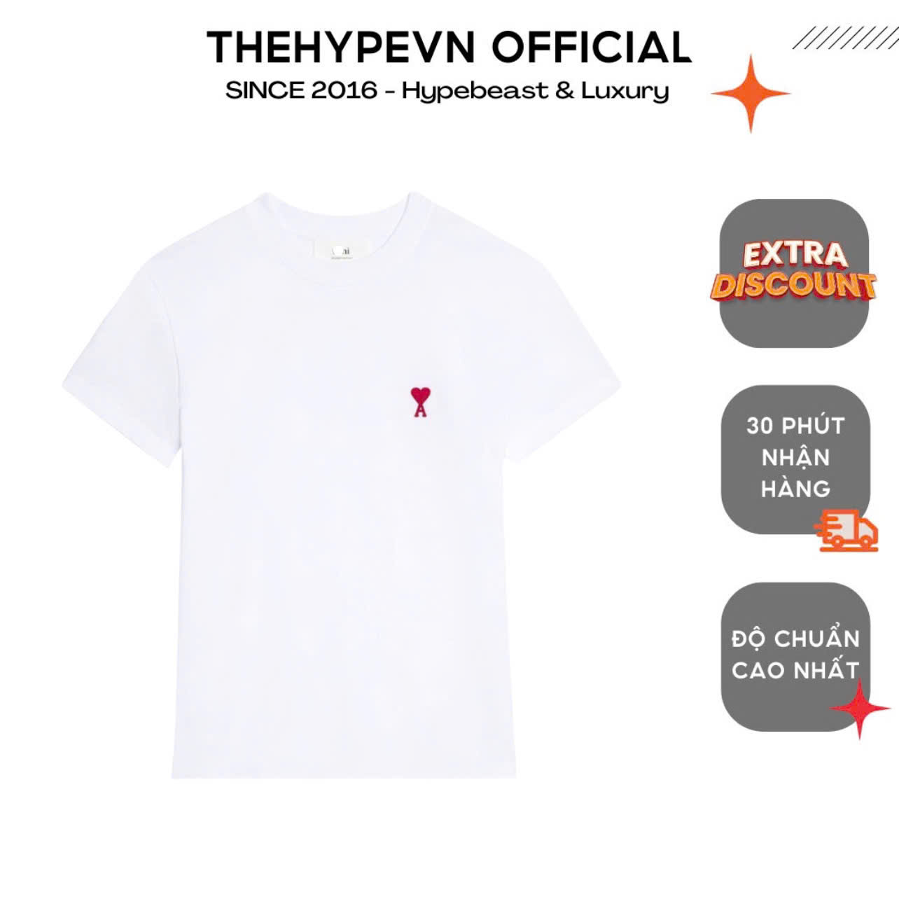 ÁO PHÔNG AMI PARIS BIG HEART LOGO TEE (WHITE)