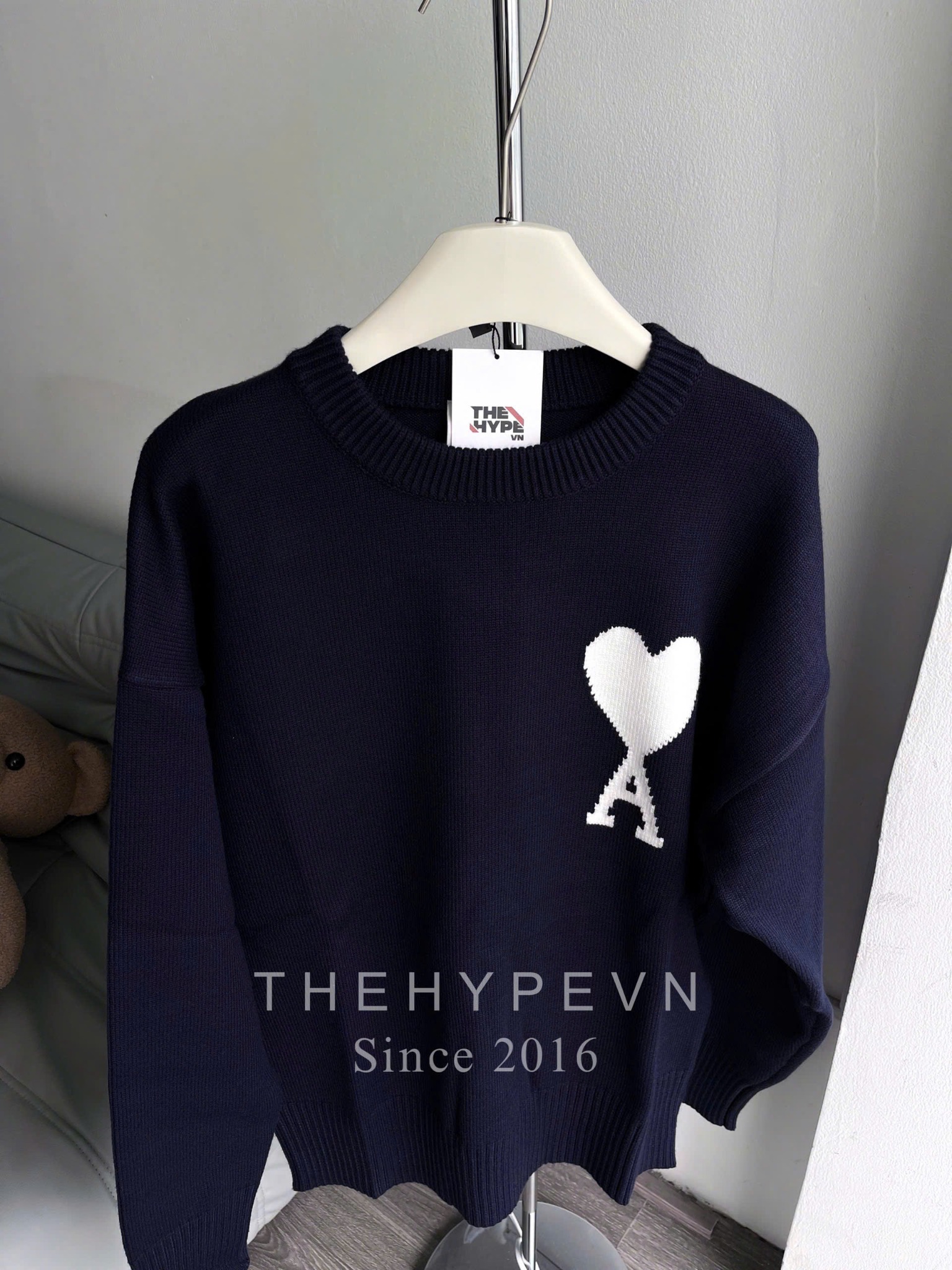 ÁO SWEATER AMI PARIS BIG HEART LOGO (NAVY)