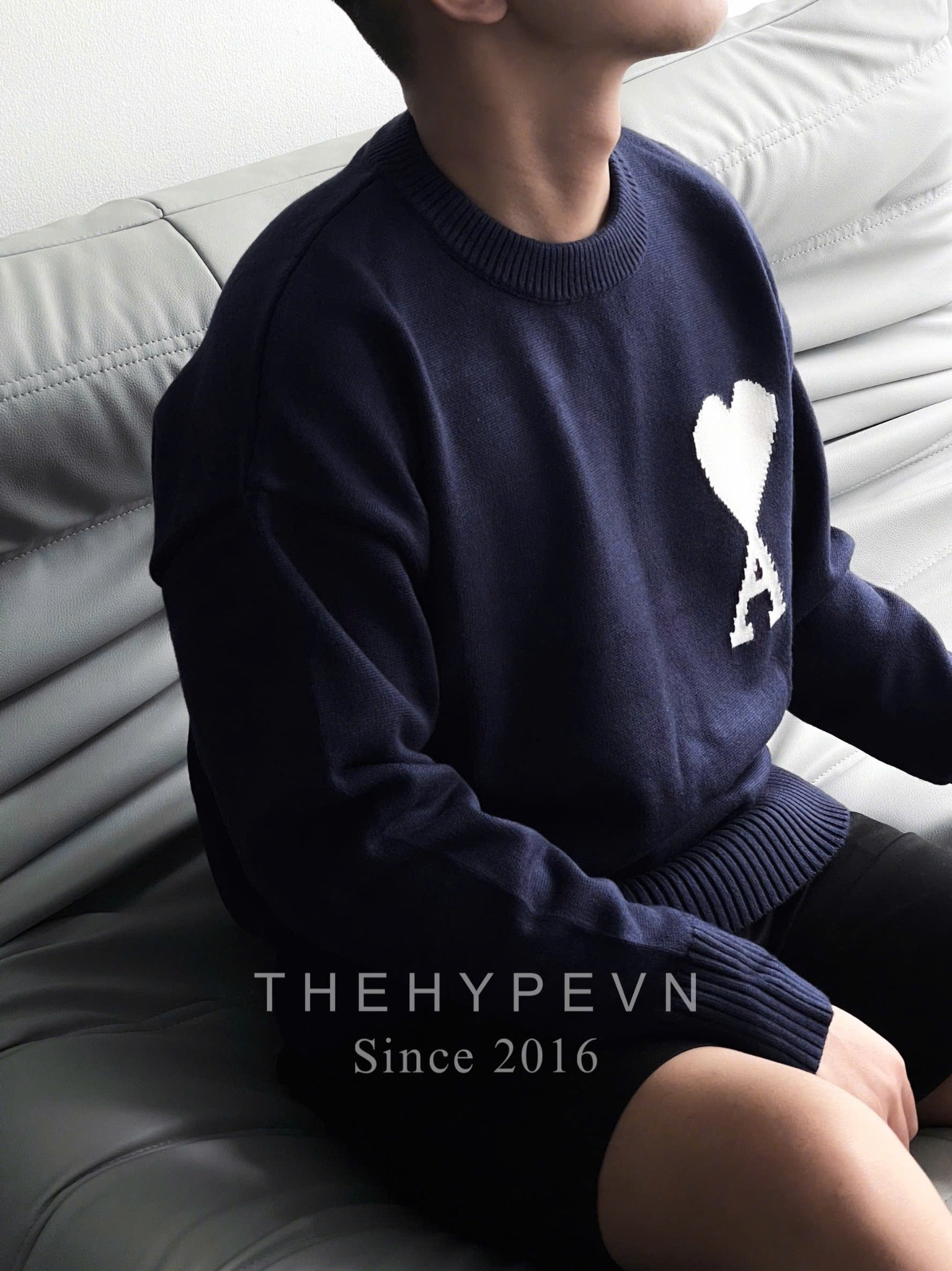 ÁO SWEATER AMI PARIS BIG HEART LOGO (NAVY)