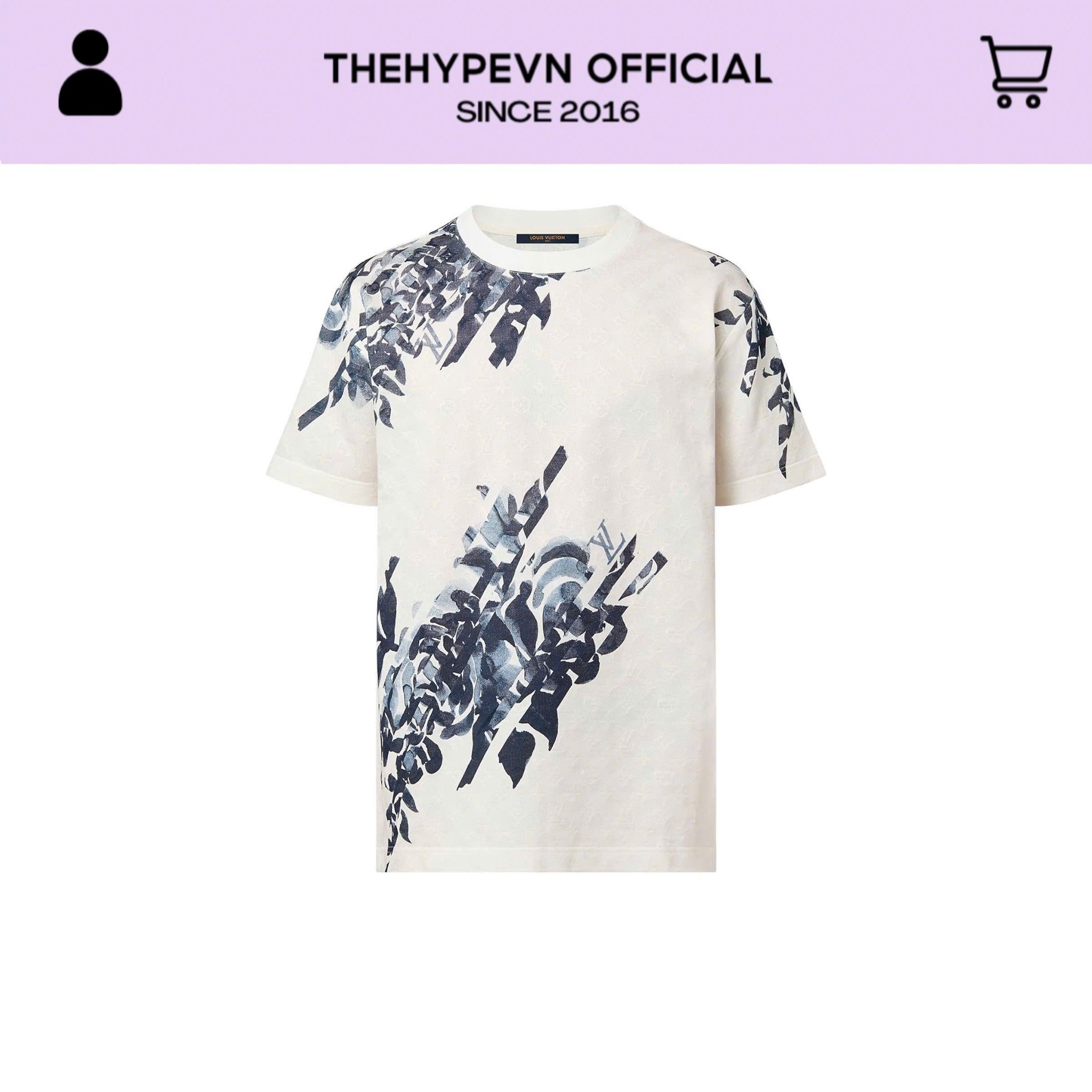 Áo Thun Louis Vuitton LV FLower Motif Ribbed Collar (White) [Mirror Quality]