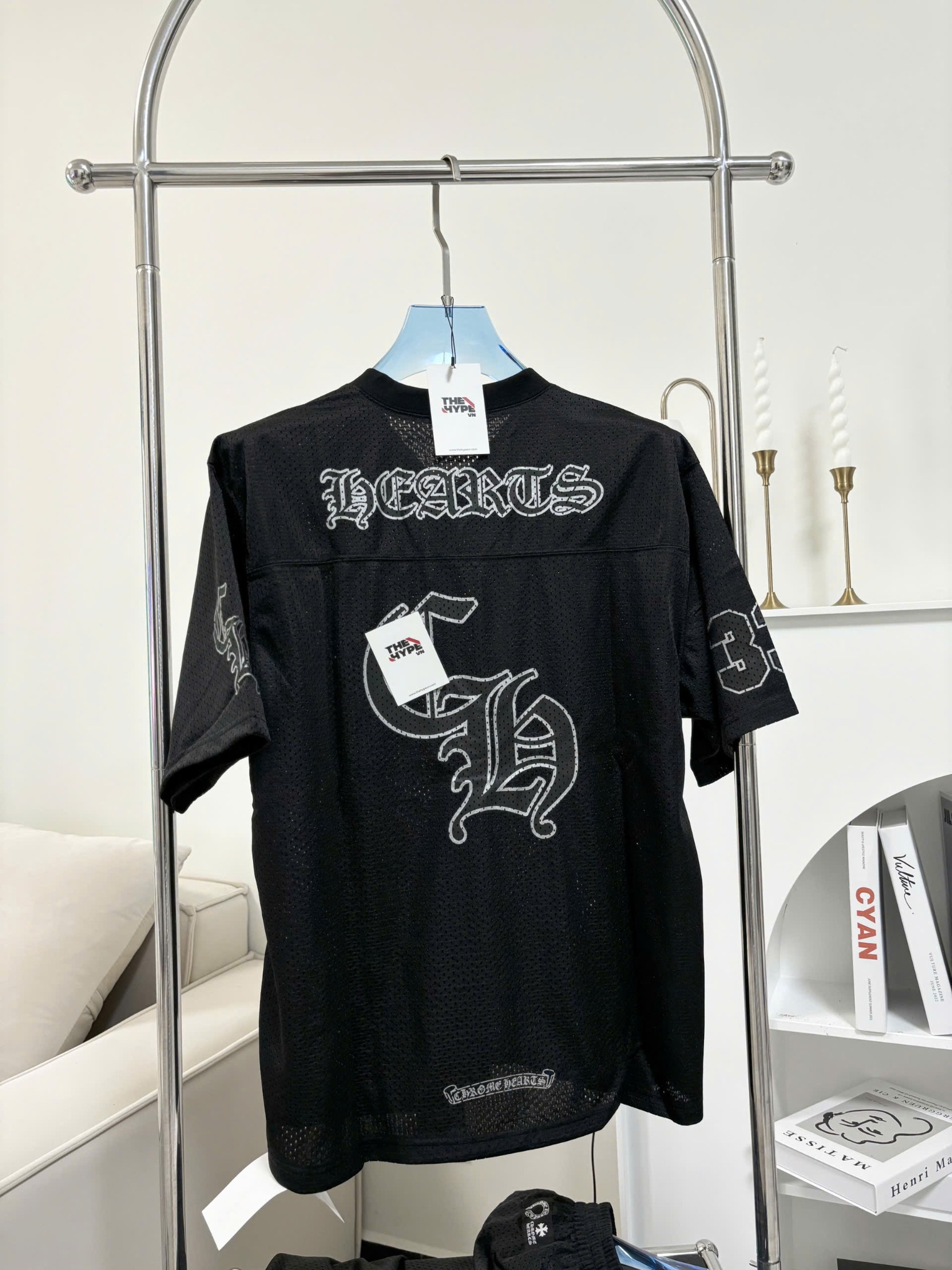 Áo Thun Chrome Hearts CH Mesh Stadium Football Jersey (Black) [Mirror Quality]