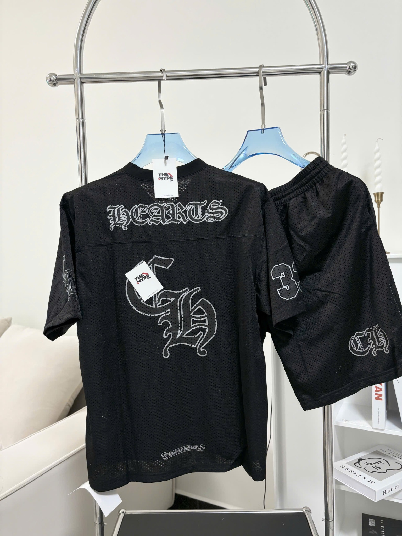 QUẦN SHORTS CHROME HEART MESH JERSEY (BLACK)