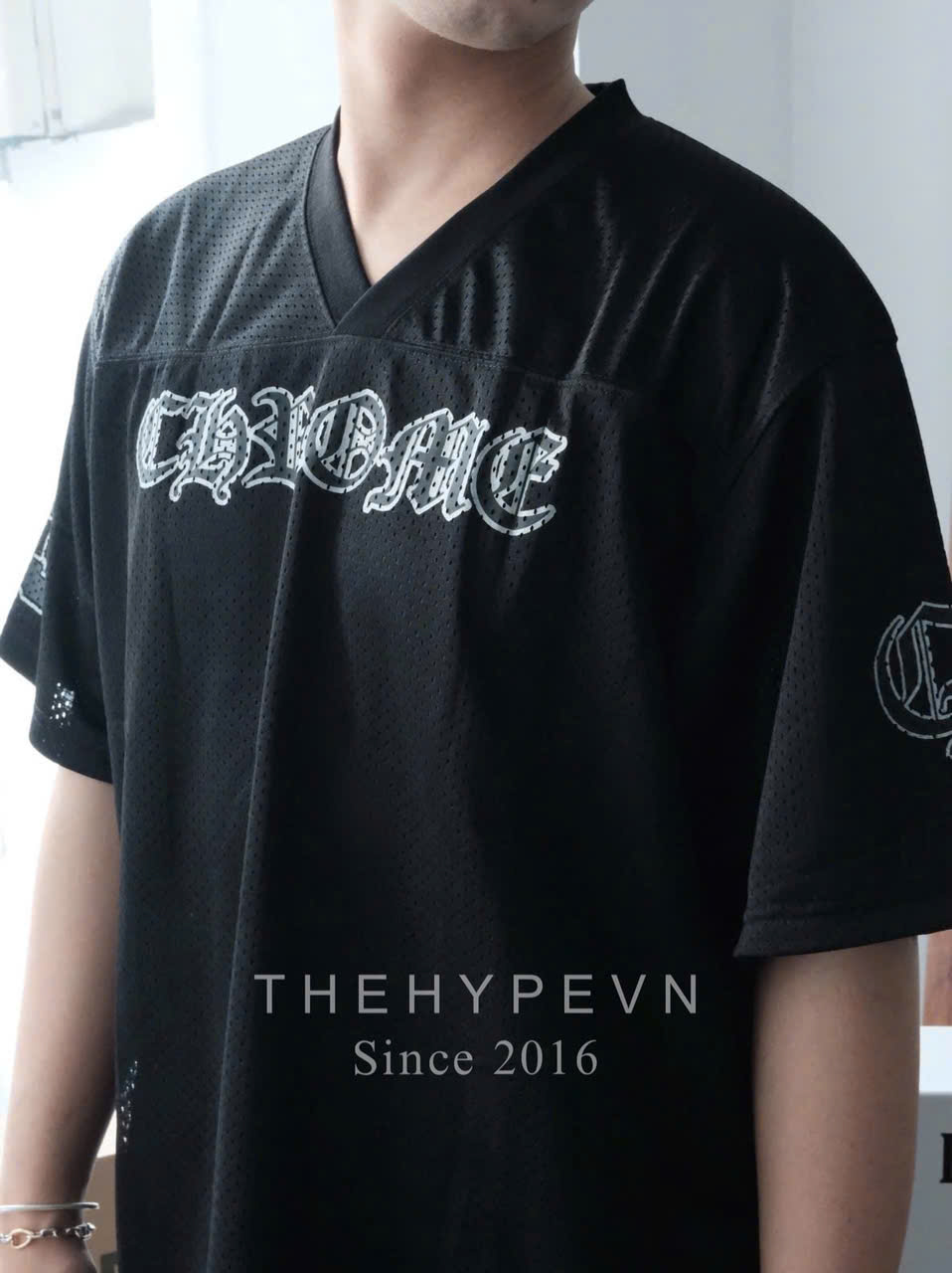 Áo Thun Chrome Hearts CH Mesh Stadium Football Jersey (Black) [Mirror Quality]