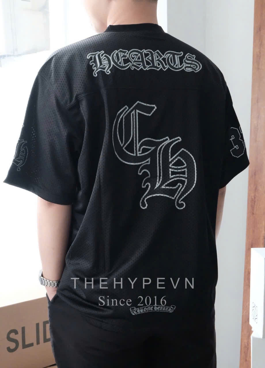 Áo Thun Chrome Hearts CH Mesh Stadium Football Jersey (Black) [Mirror Quality]