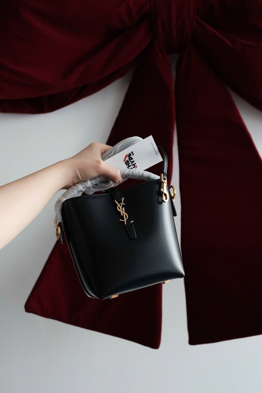 TÚI SAINT LAURENT YSL LE 37 SHINY LEATHER (BLACK)