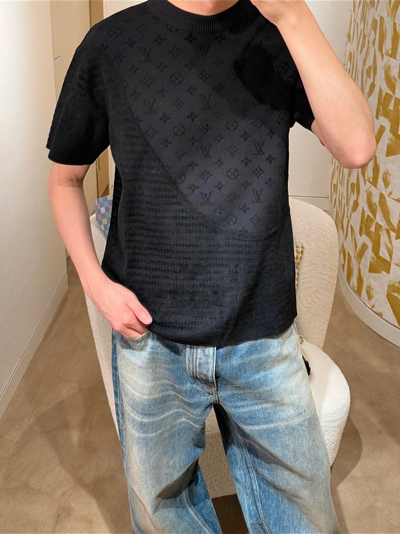 ÁO THUN LOUIS VUITTON LV GRAPHIC JACQUARD 2025 (BLACK)