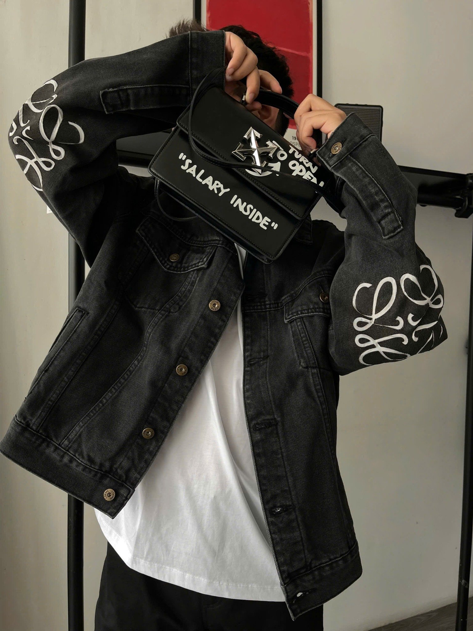 ÁO KHOÁC LOEWE DENIM ANAGRAM LOGO (BLACK)