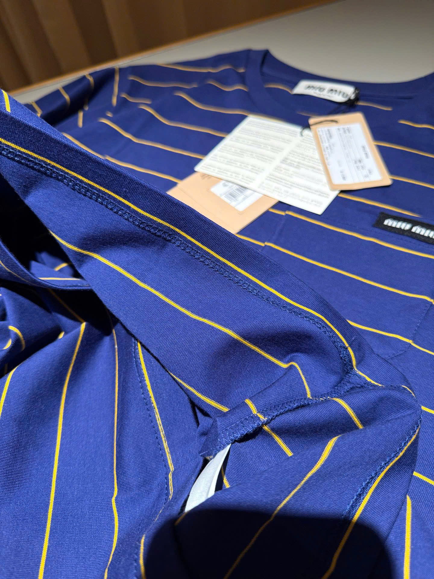ÁO THUN MIU MIU JERSEY STRIPE (BLUE)
