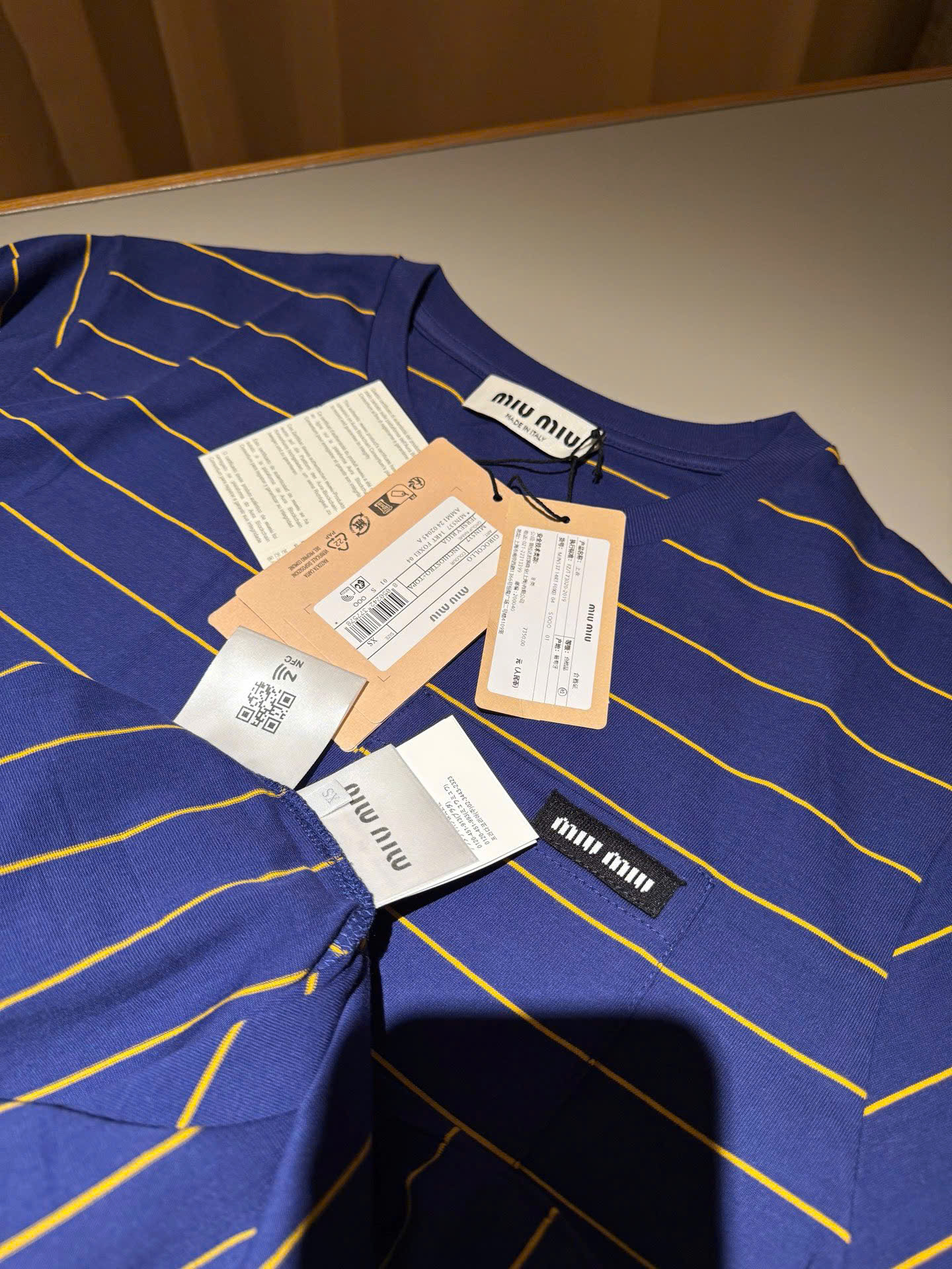ÁO THUN MIU MIU JERSEY STRIPE (BLUE)