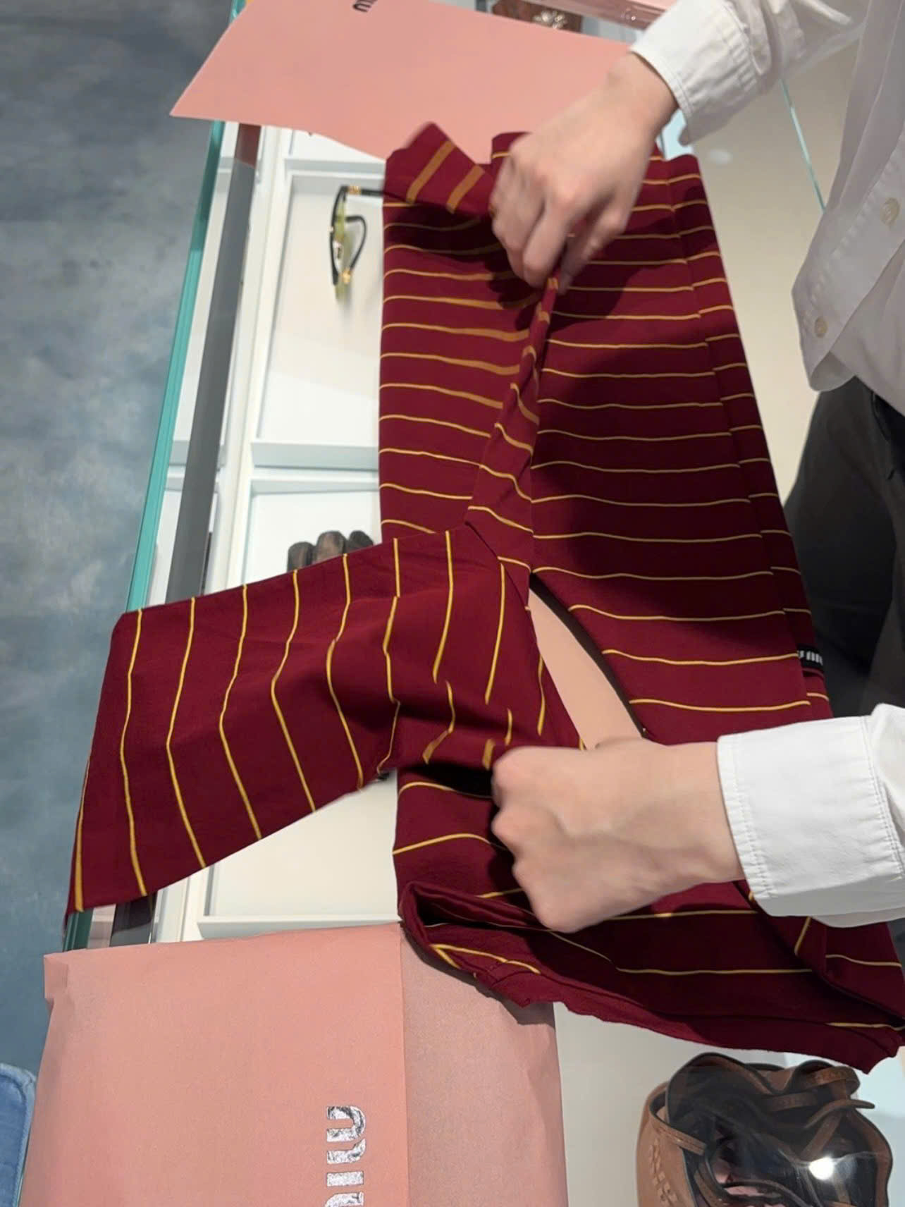ÁO TAY DÀI MIU MIU JERSEY STRIPE (RED)
