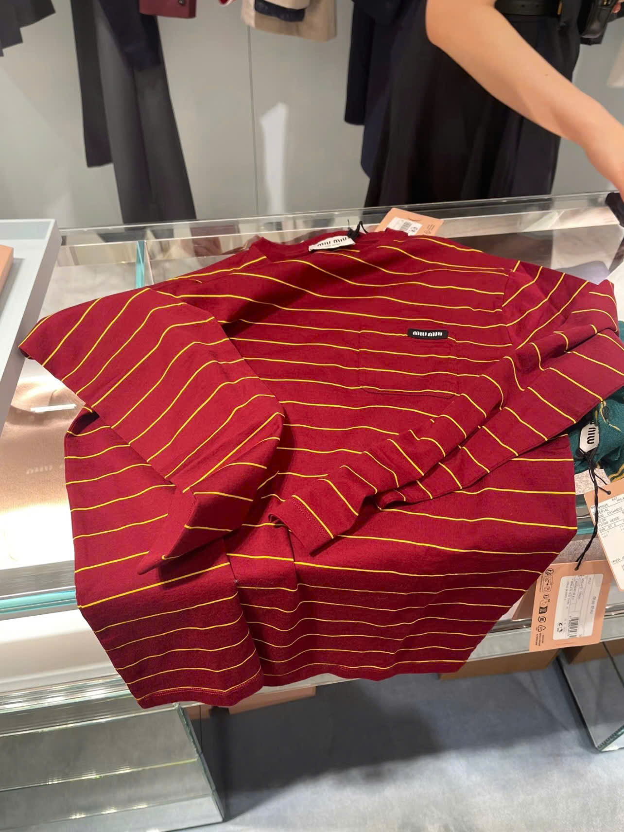 ÁO TAY DÀI MIU MIU JERSEY STRIPE (RED)