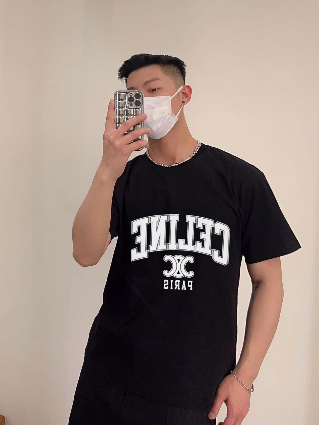 ÁO THUN CELINE TRIOMPHE LOGO COTTON (BLACK)