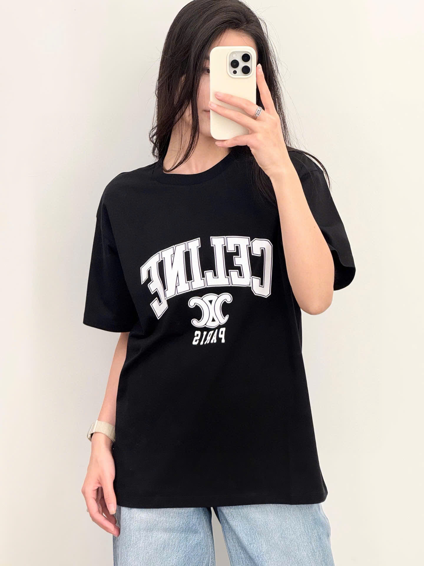 ÁO THUN CELINE TRIOMPHE LOGO COTTON (BLACK)