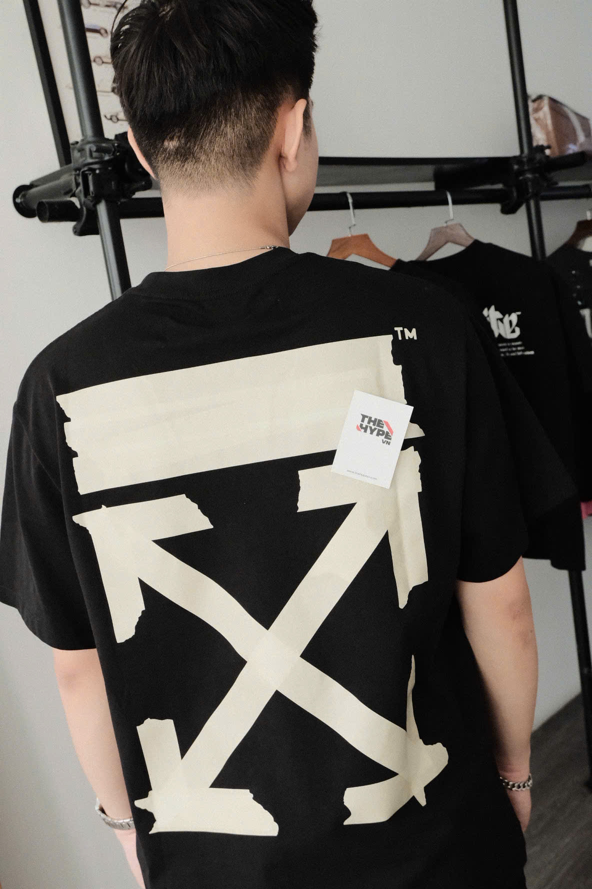 ÁO THUN OFF-WHITE OW TAPE COTTON (BLACK)